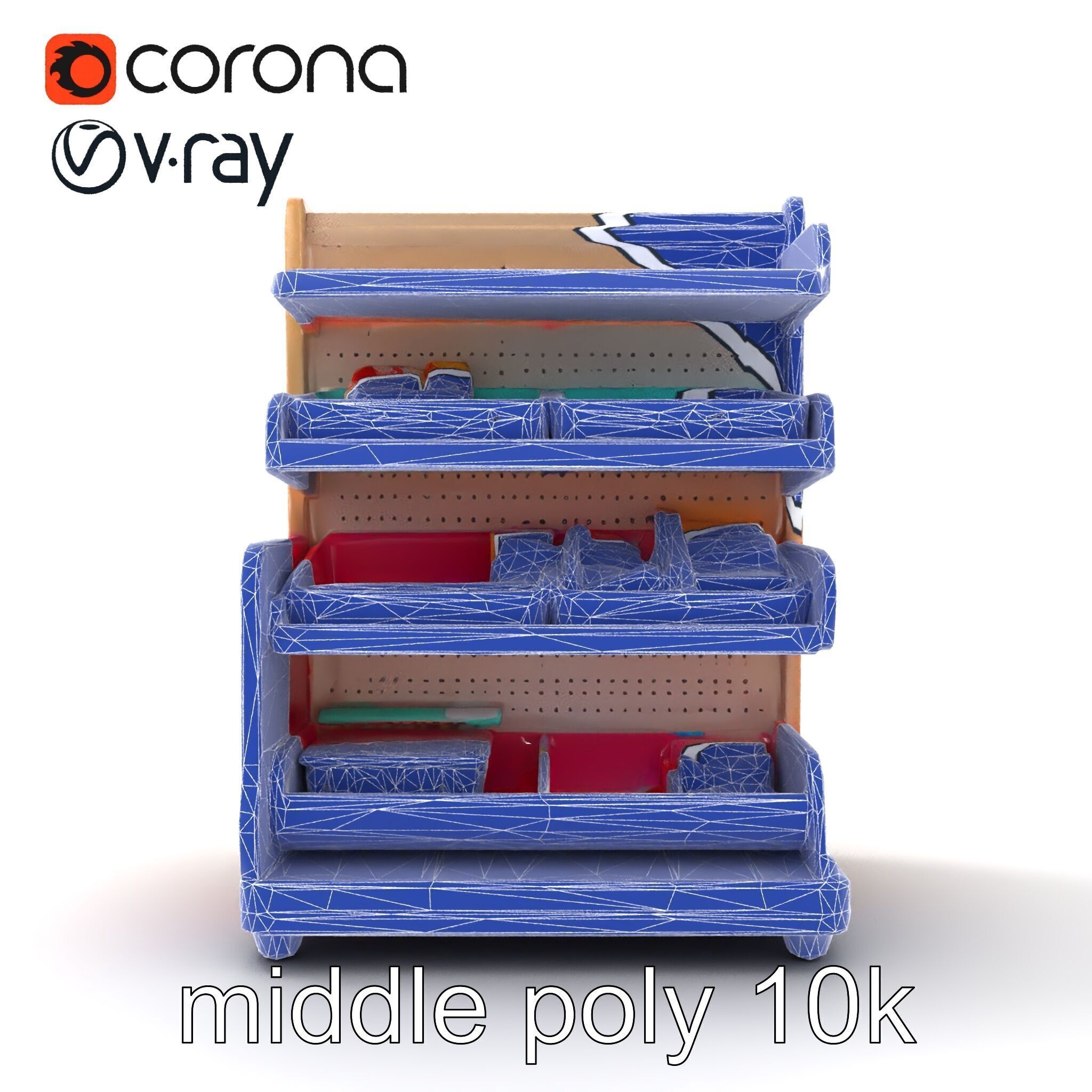 Kid-friendly Supermarket Shelf Unit model pack Low-poly 3D model_23