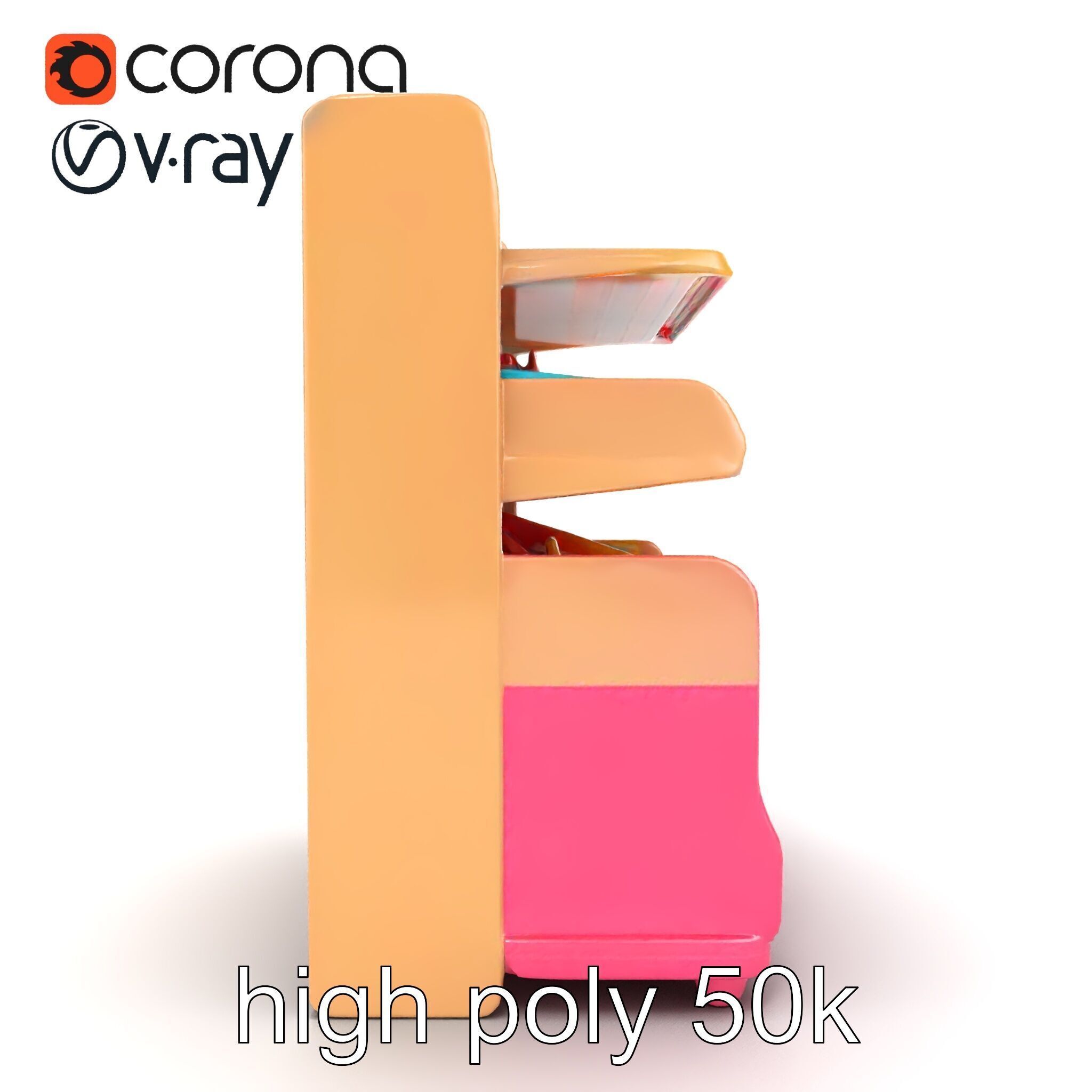 Kid-friendly Supermarket Shelf Unit model pack Low-poly 3D model_19