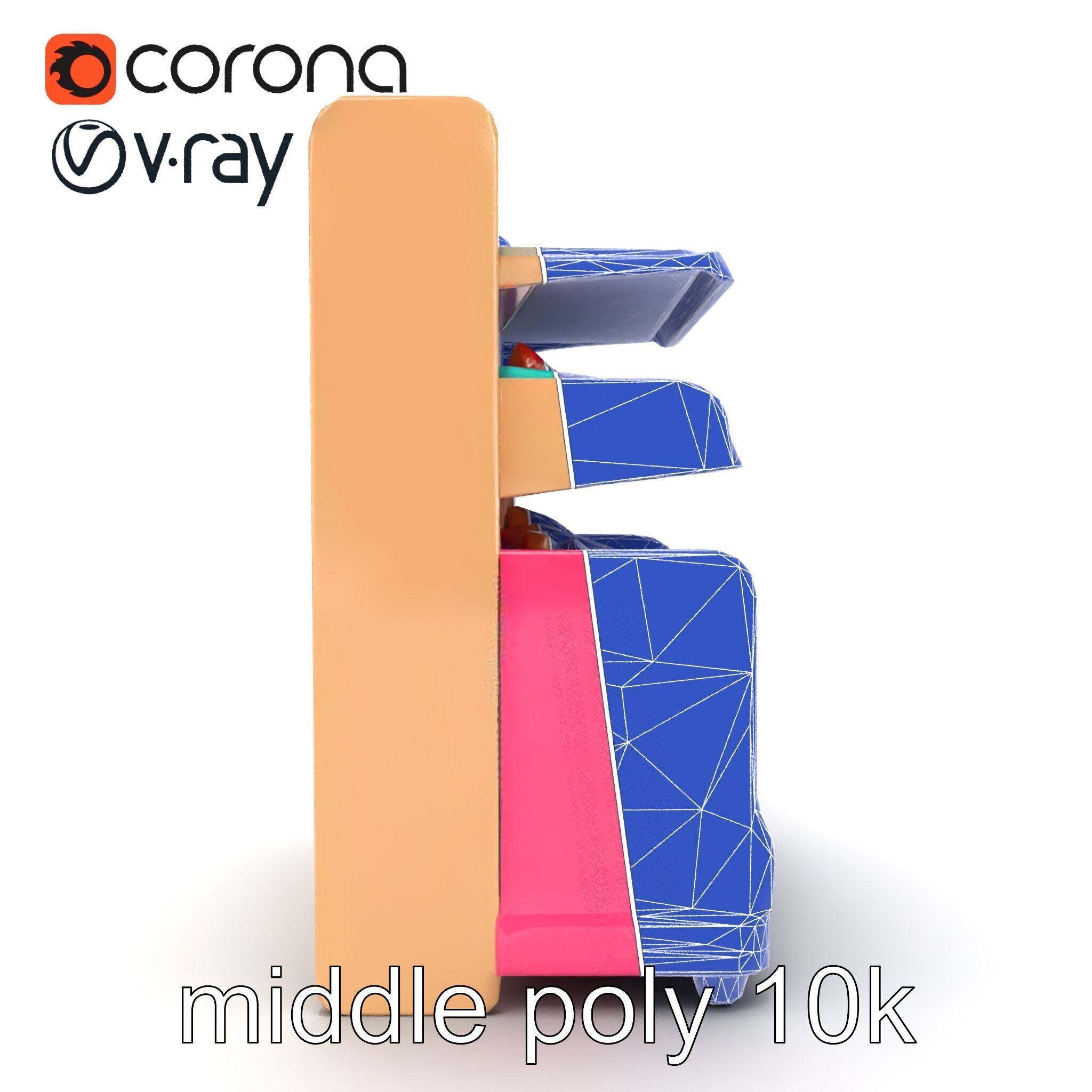 Kid-friendly Supermarket Shelf Unit model pack Low-poly 3D model_16