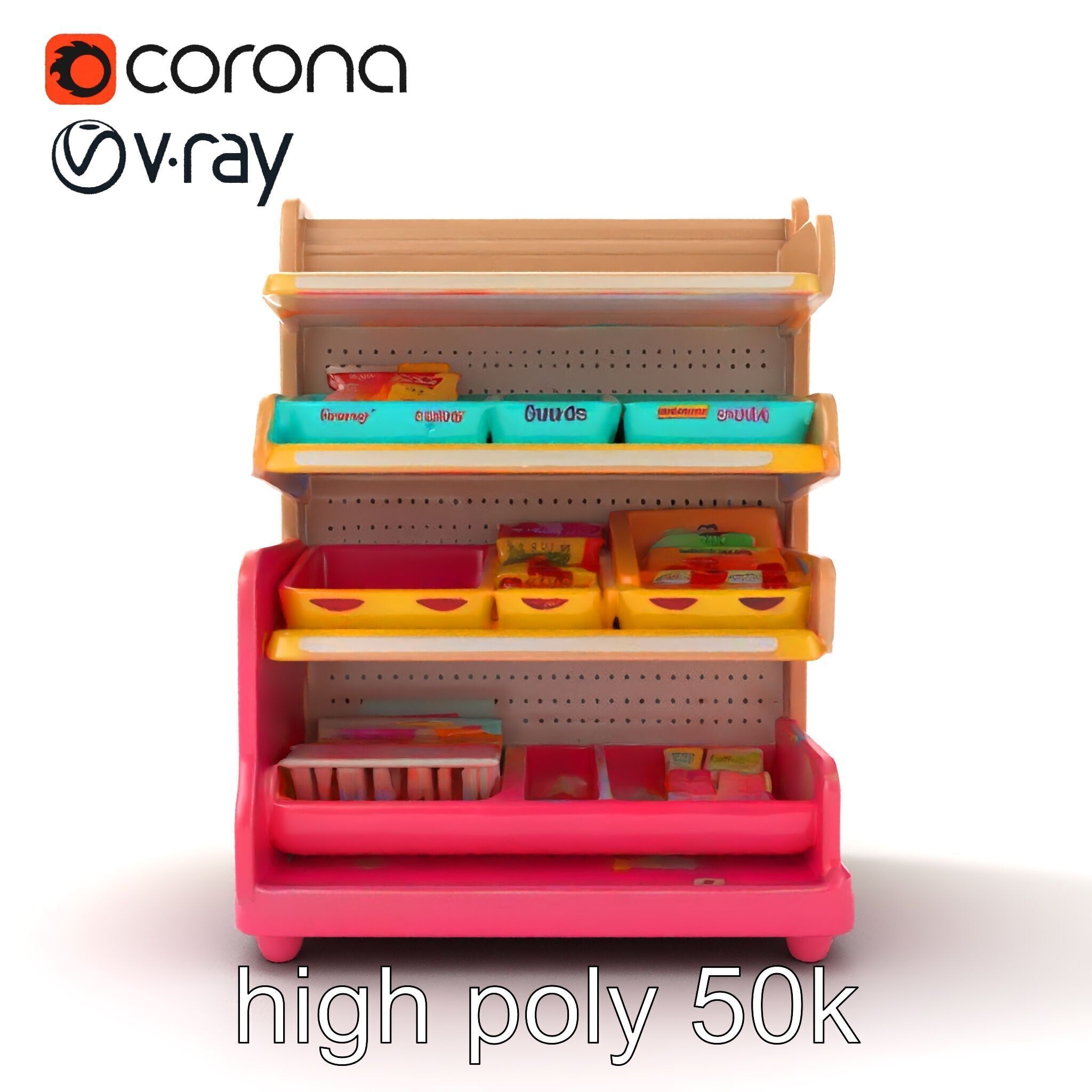 Kid-friendly Supermarket Shelf Unit model pack Low-poly 3D model_21