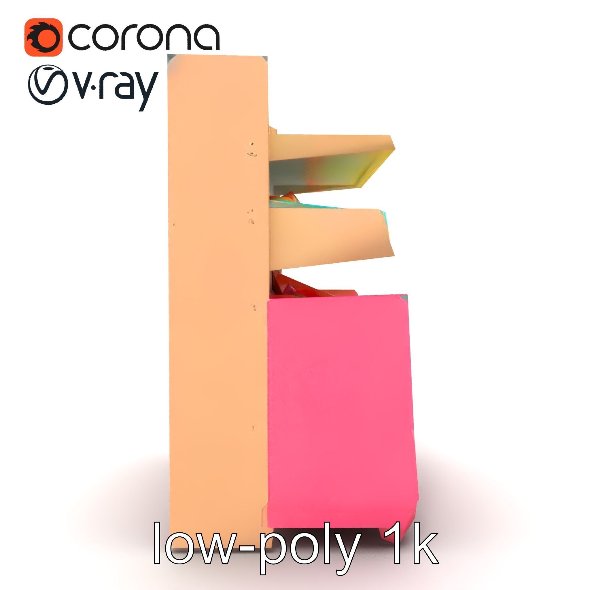 Kid-friendly Supermarket Shelf Unit model pack Low-poly 3D model_14