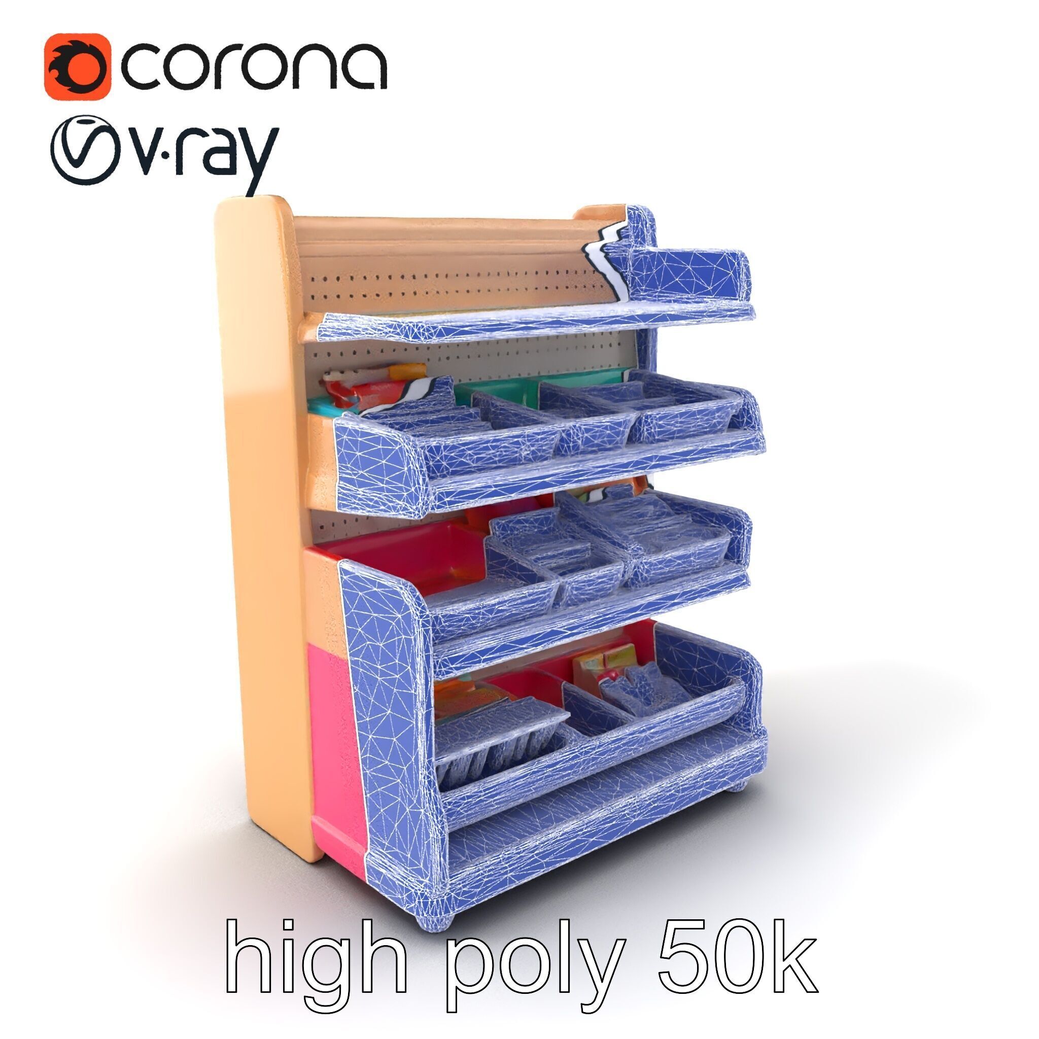 Kid-friendly Supermarket Shelf Unit model pack Low-poly 3D model_1
