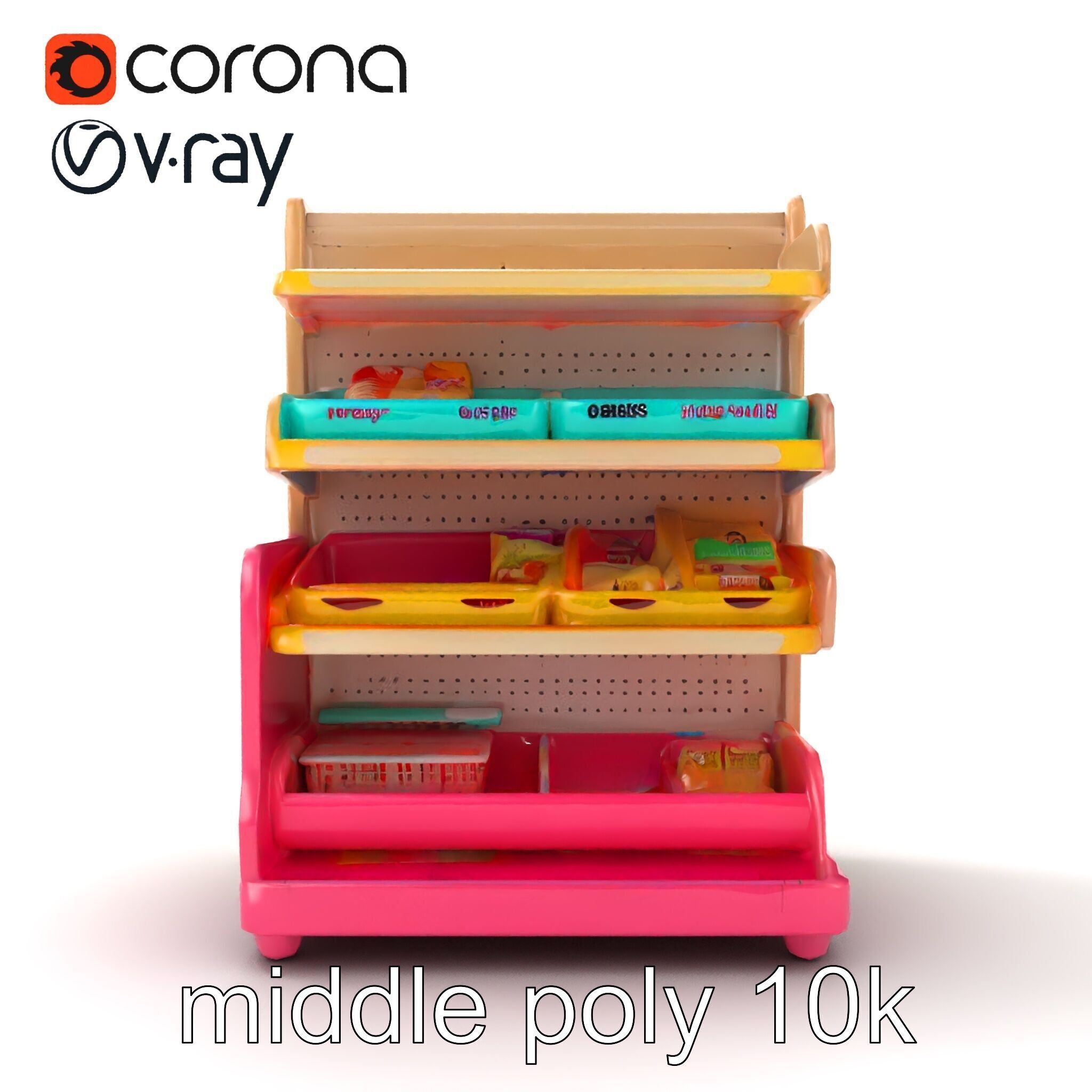 Kid-friendly Supermarket Shelf Unit model pack Low-poly 3D model_17