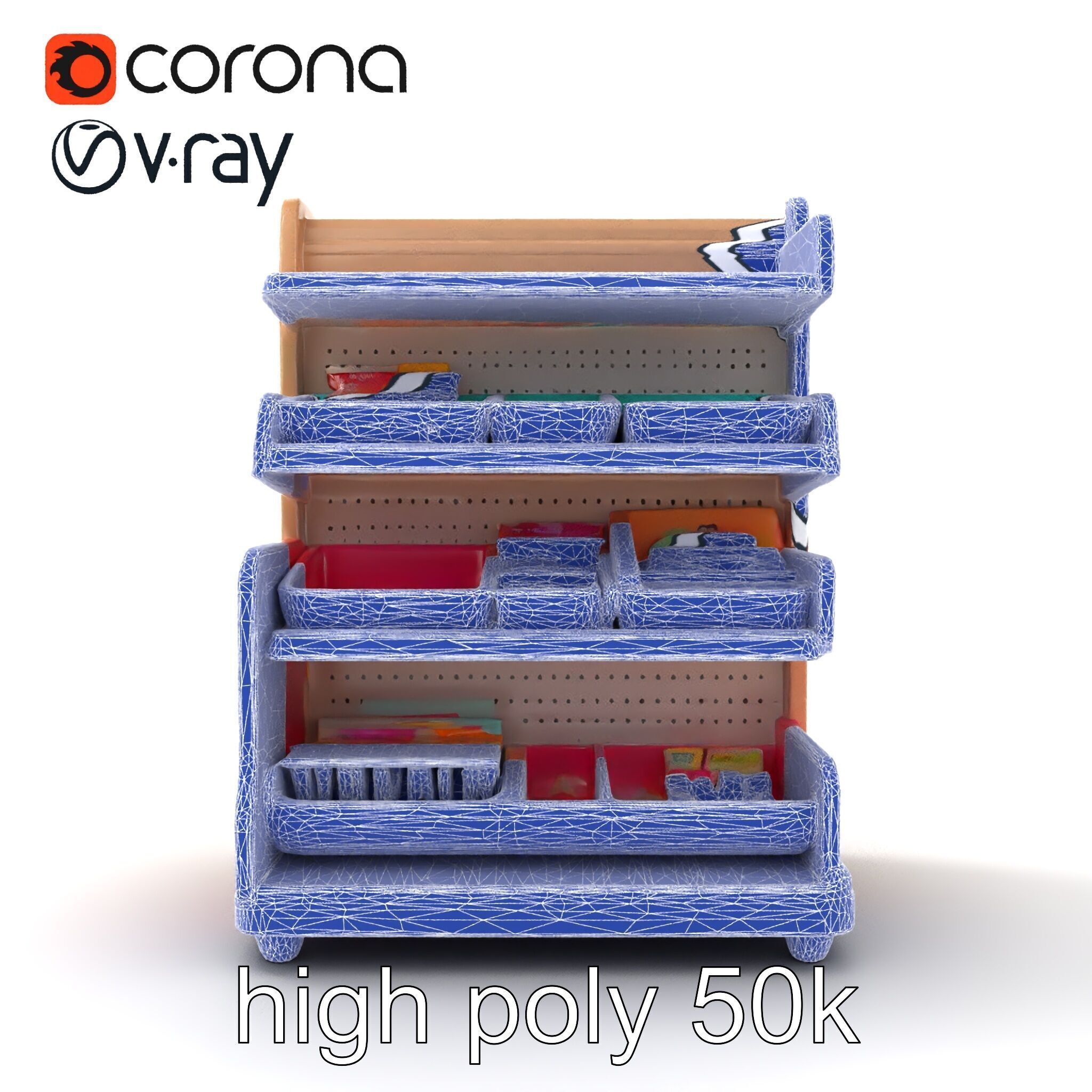 Kid-friendly Supermarket Shelf Unit model pack Low-poly 3D model_30