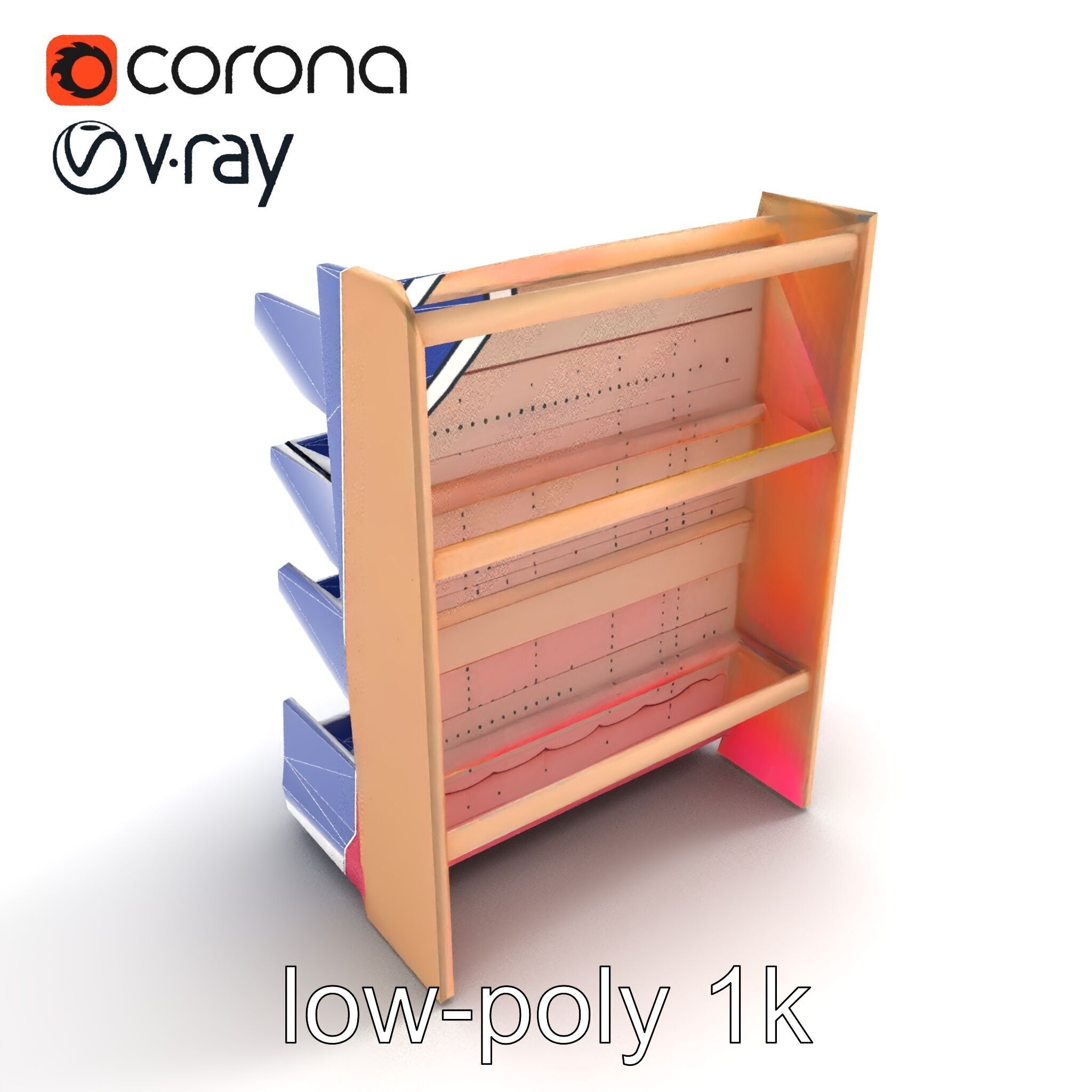 Kid-friendly Supermarket Shelf Unit model pack Low-poly 3D model_10