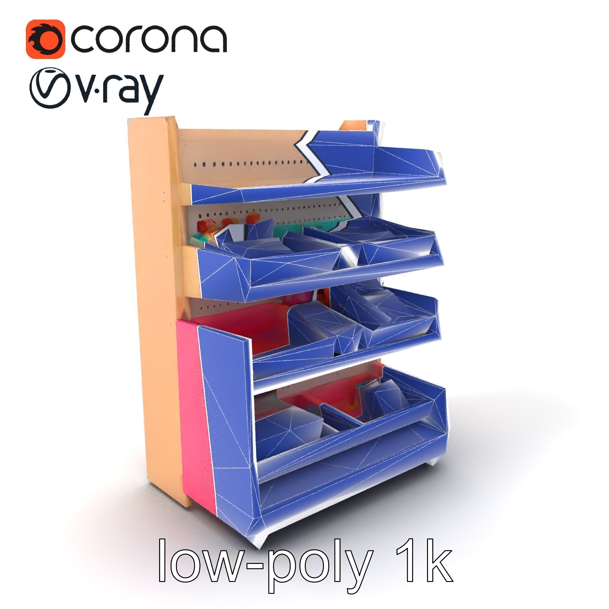 Kid-friendly Supermarket Shelf Unit model pack Low-poly 3D model_6