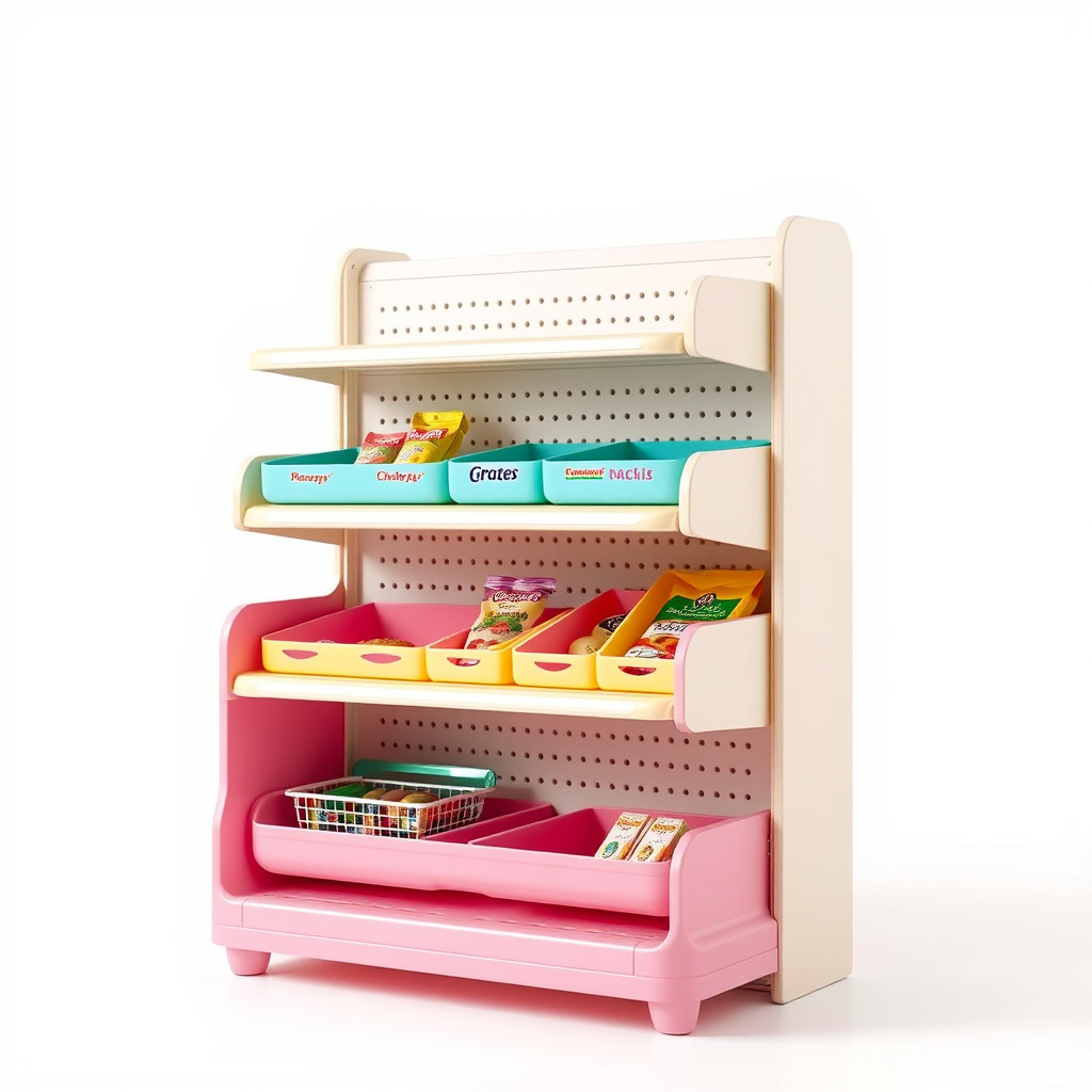 Kid-friendly Supermarket Shelf Unit model pack Low-poly 3D model_3