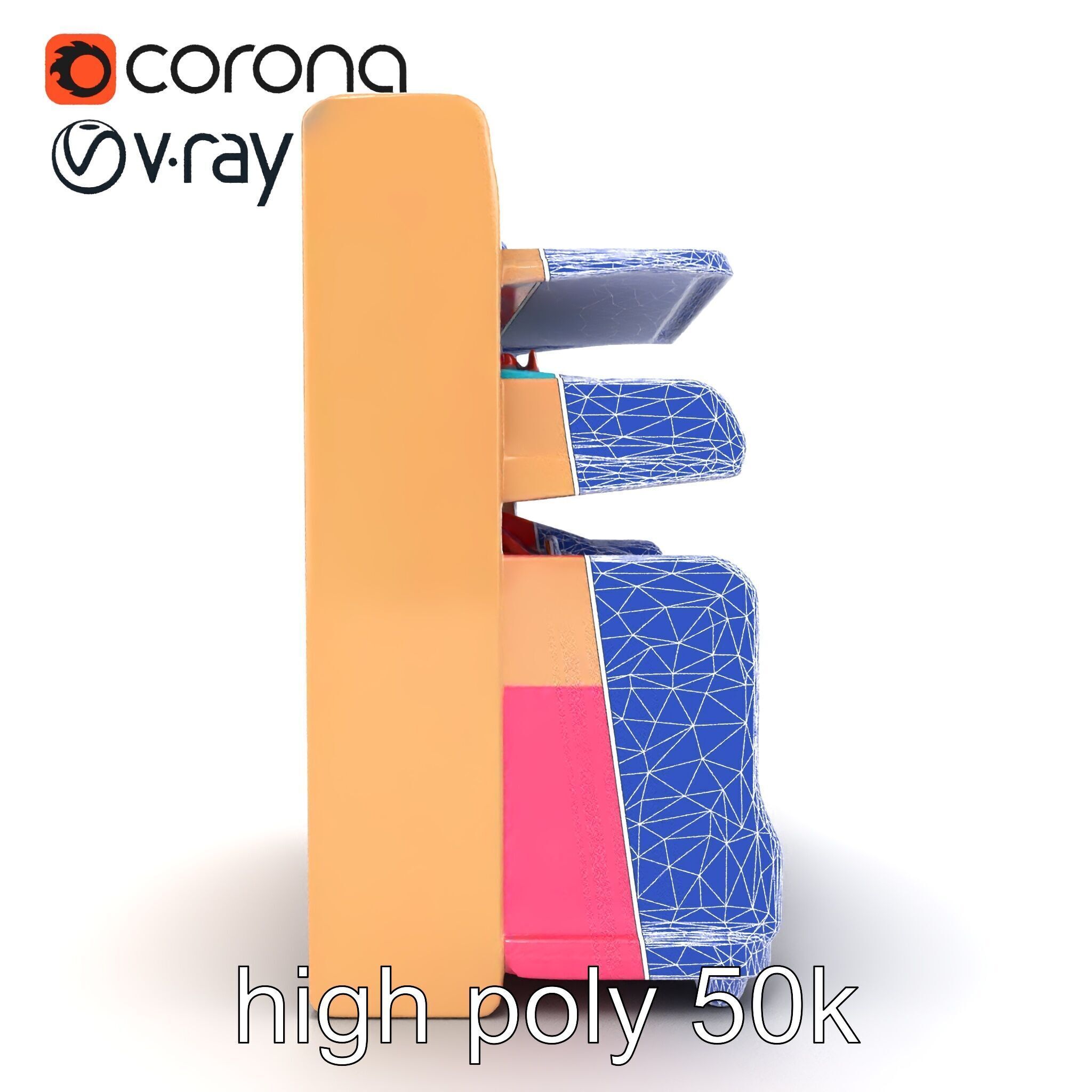 Kid-friendly Supermarket Shelf Unit model pack Low-poly 3D model_29