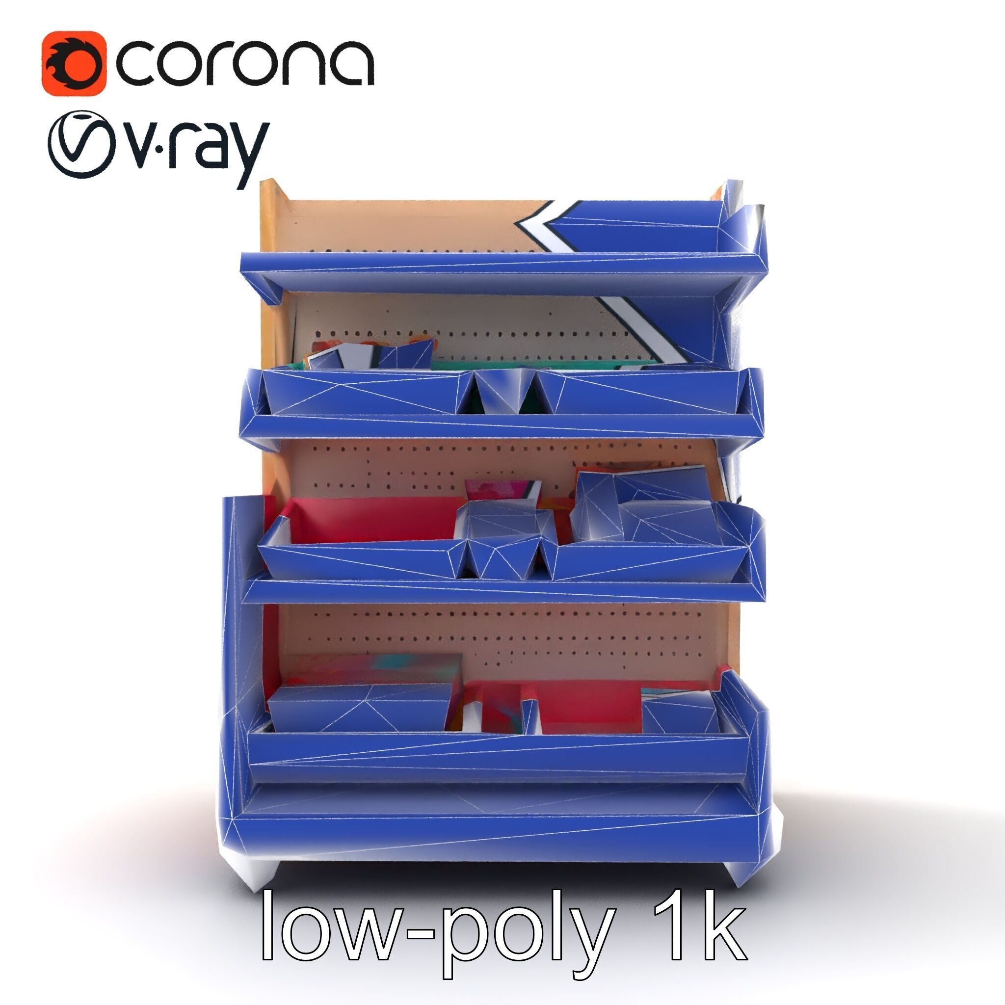 Kid-friendly Supermarket Shelf Unit model pack Low-poly 3D model_15