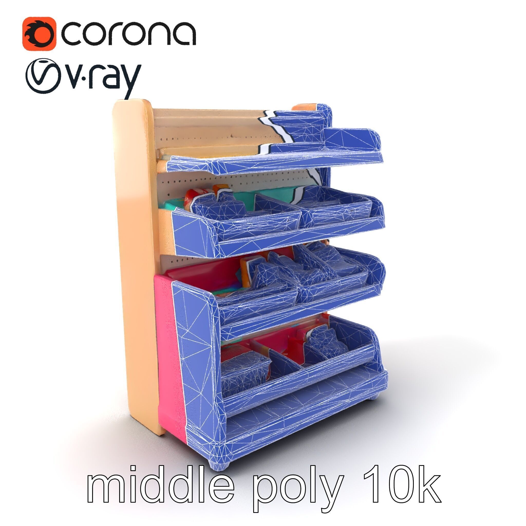 Kid-friendly Supermarket Shelf Unit model pack Low-poly 3D model_5
