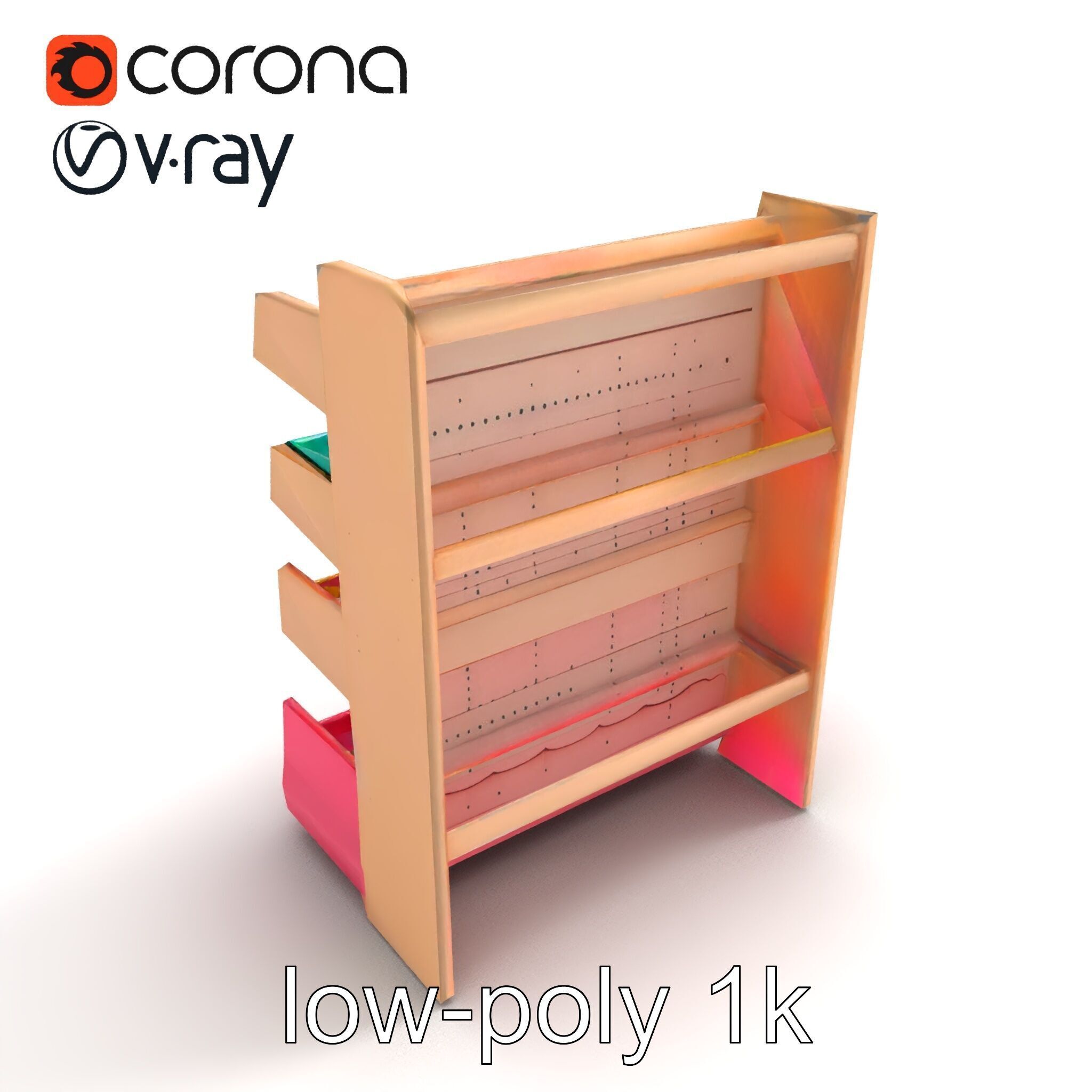 Kid-friendly Supermarket Shelf Unit model pack Low-poly 3D model_8