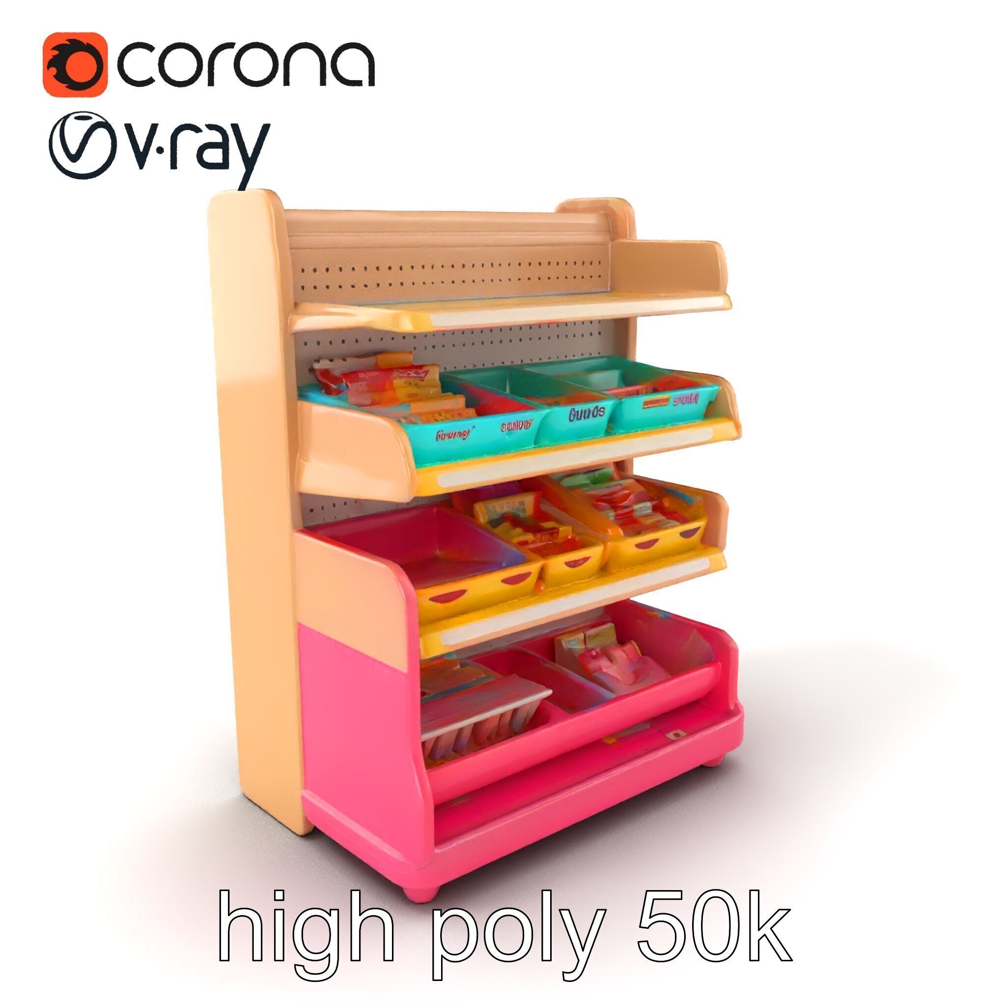 Kid-friendly Supermarket Shelf Unit model pack Low-poly 3D model_2