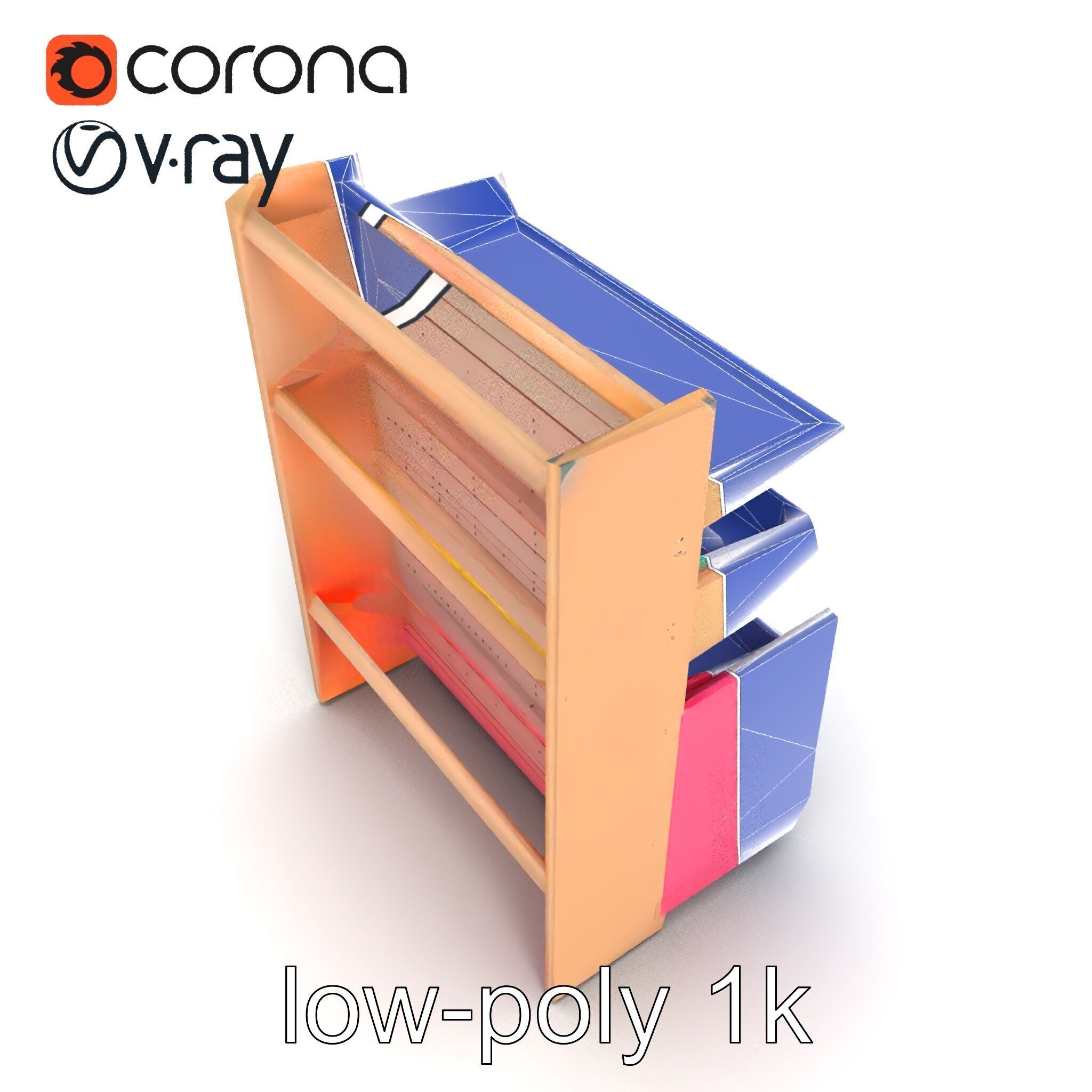 Kid-friendly Supermarket Shelf Unit model pack Low-poly 3D model_27