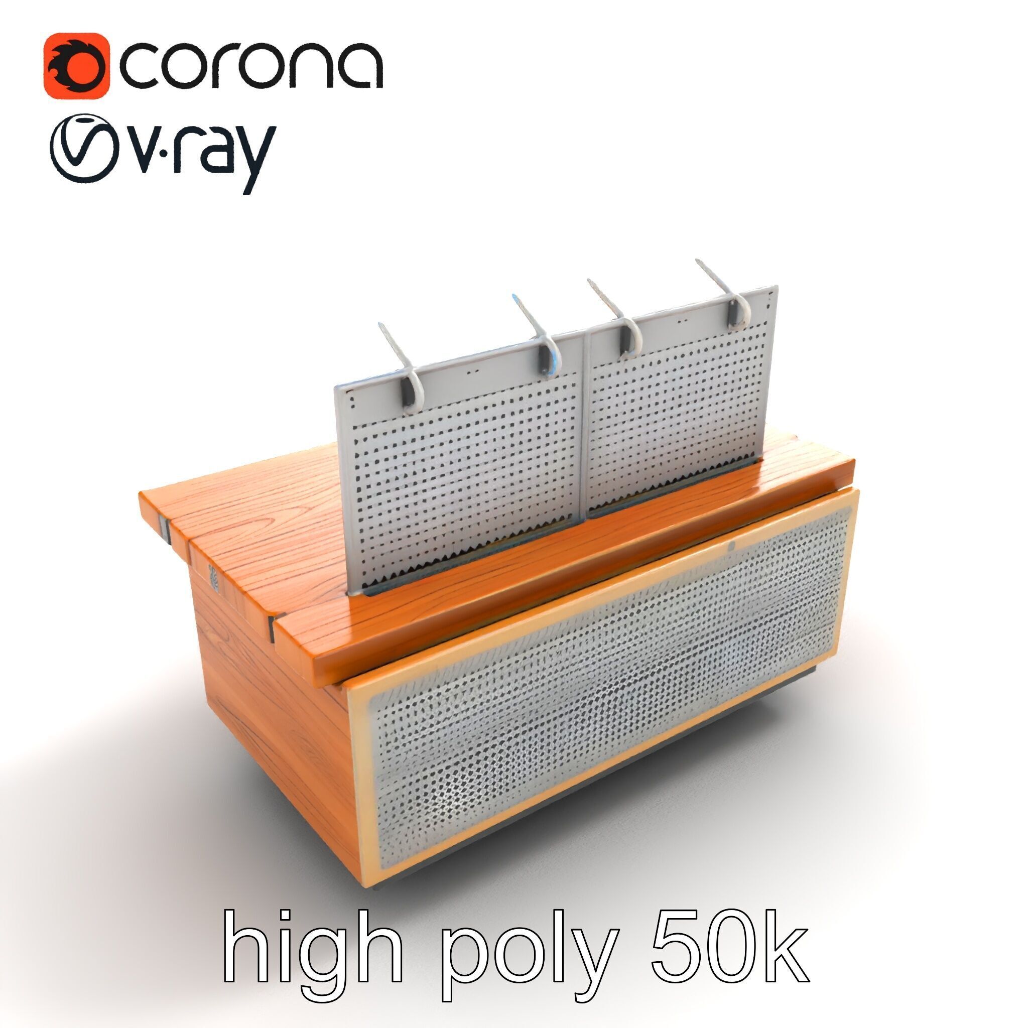 Ergonomic Supermarket Island Shelf model pack Low-poly 3D model_9