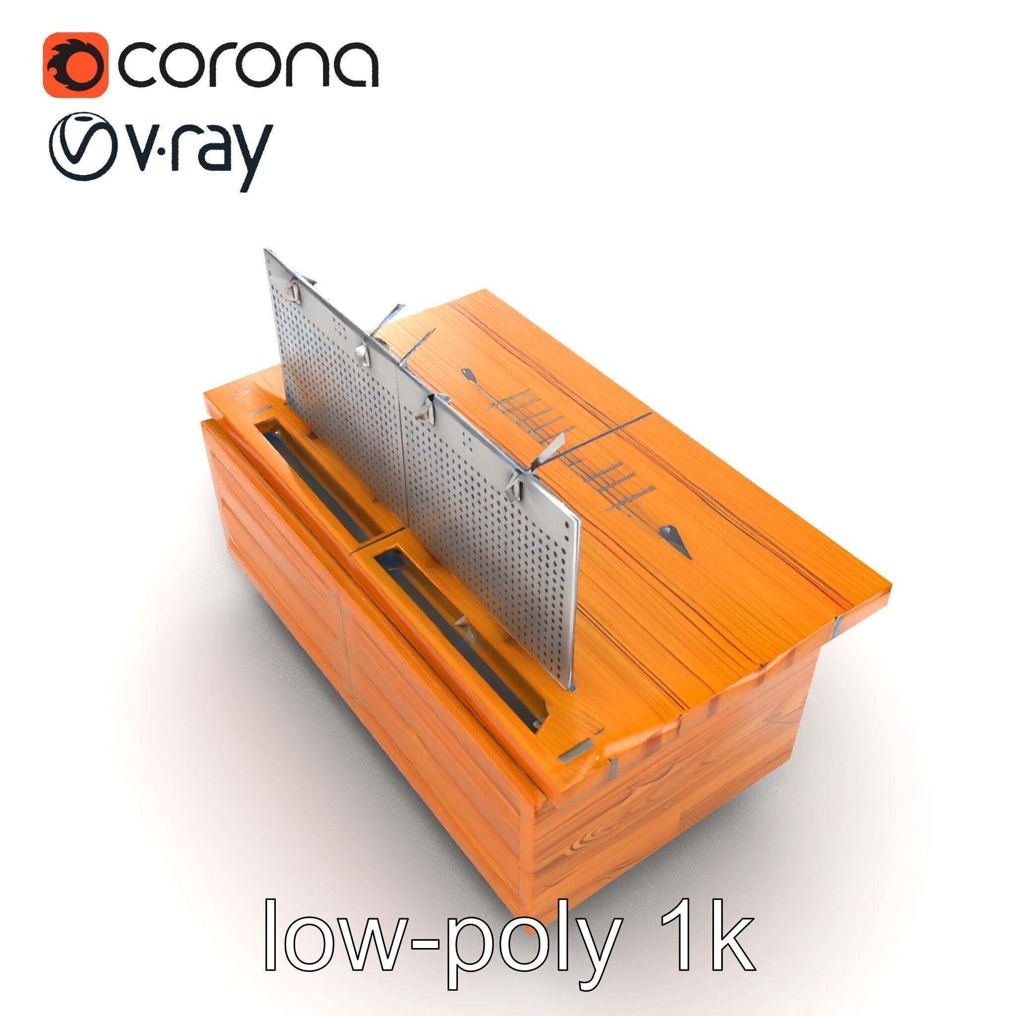 Ergonomic Supermarket Island Shelf model pack Low-poly 3D model_12