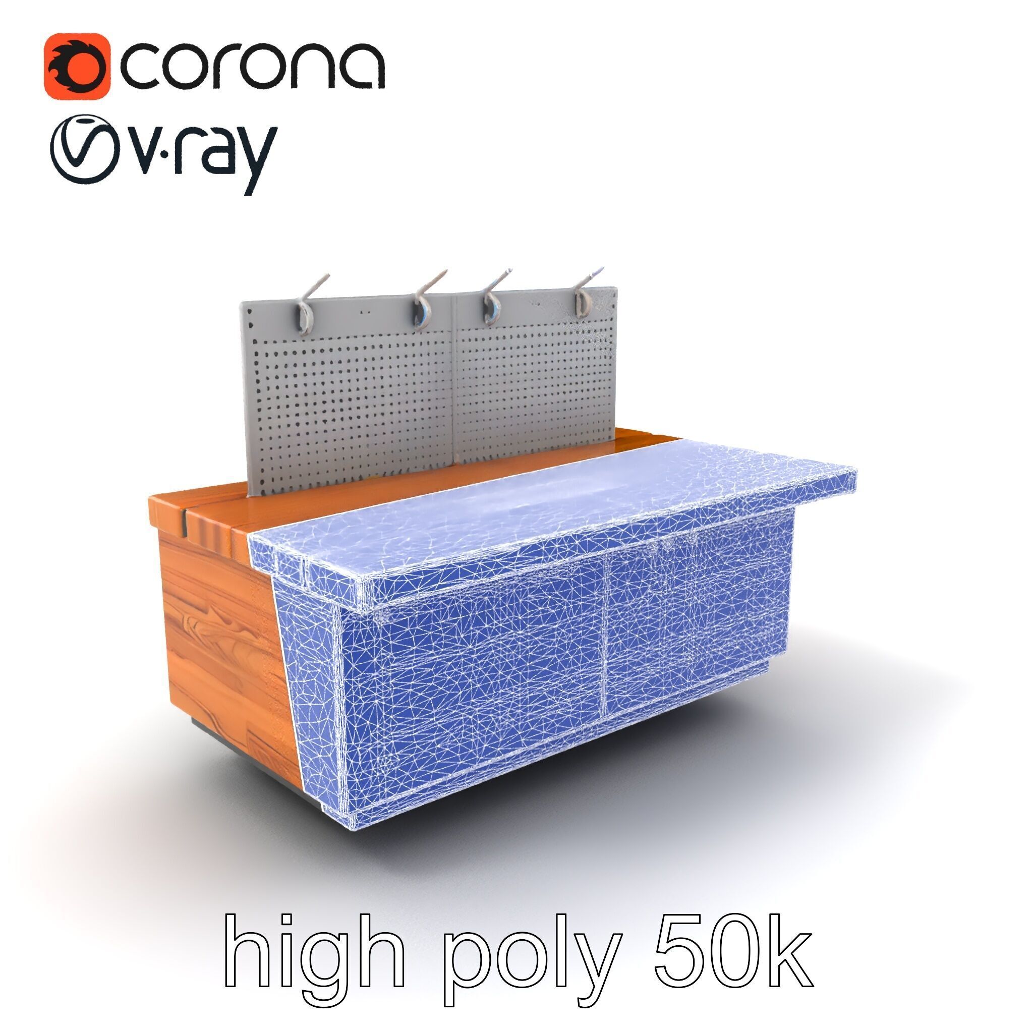 Ergonomic Supermarket Island Shelf model pack Low-poly 3D model_1