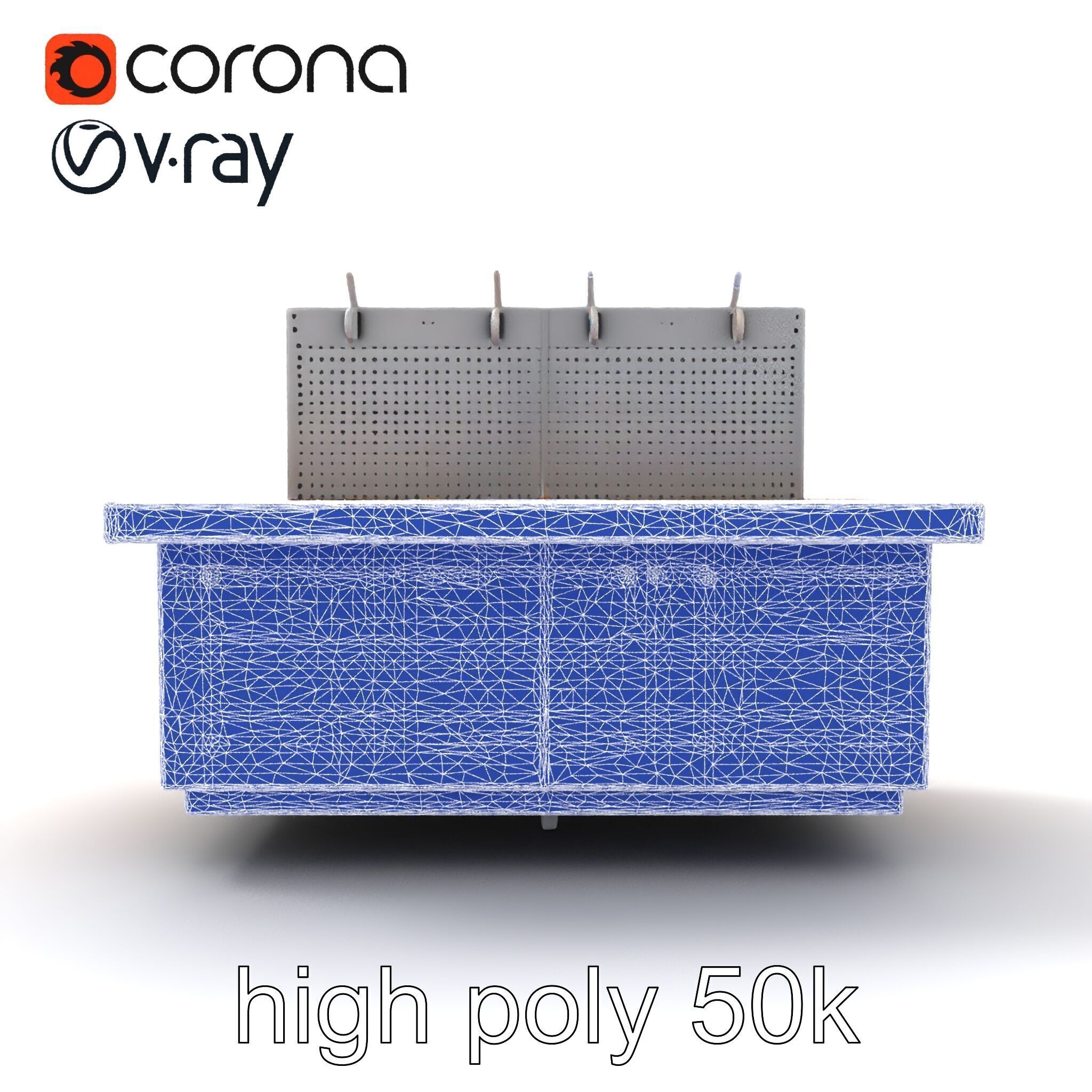 Ergonomic Supermarket Island Shelf model pack Low-poly 3D model_28