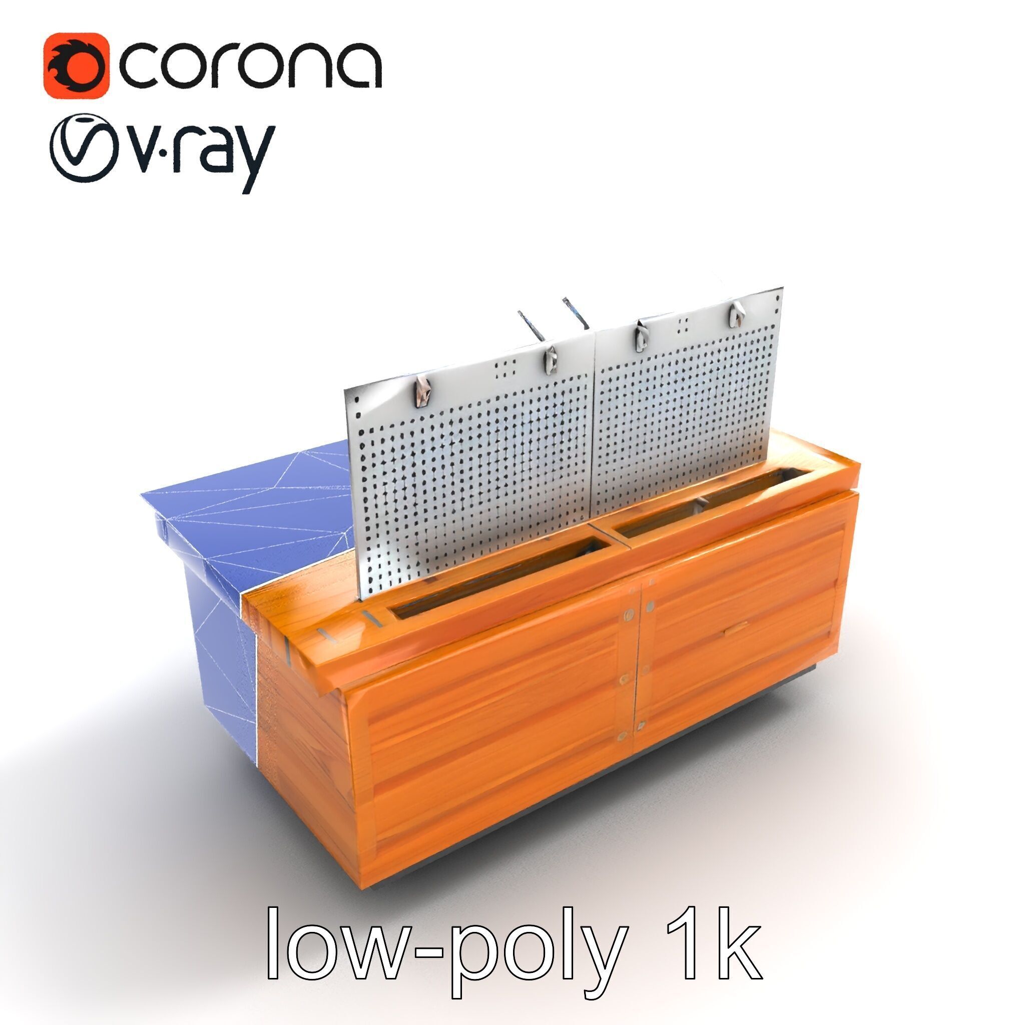 Ergonomic Supermarket Island Shelf model pack Low-poly 3D model_13