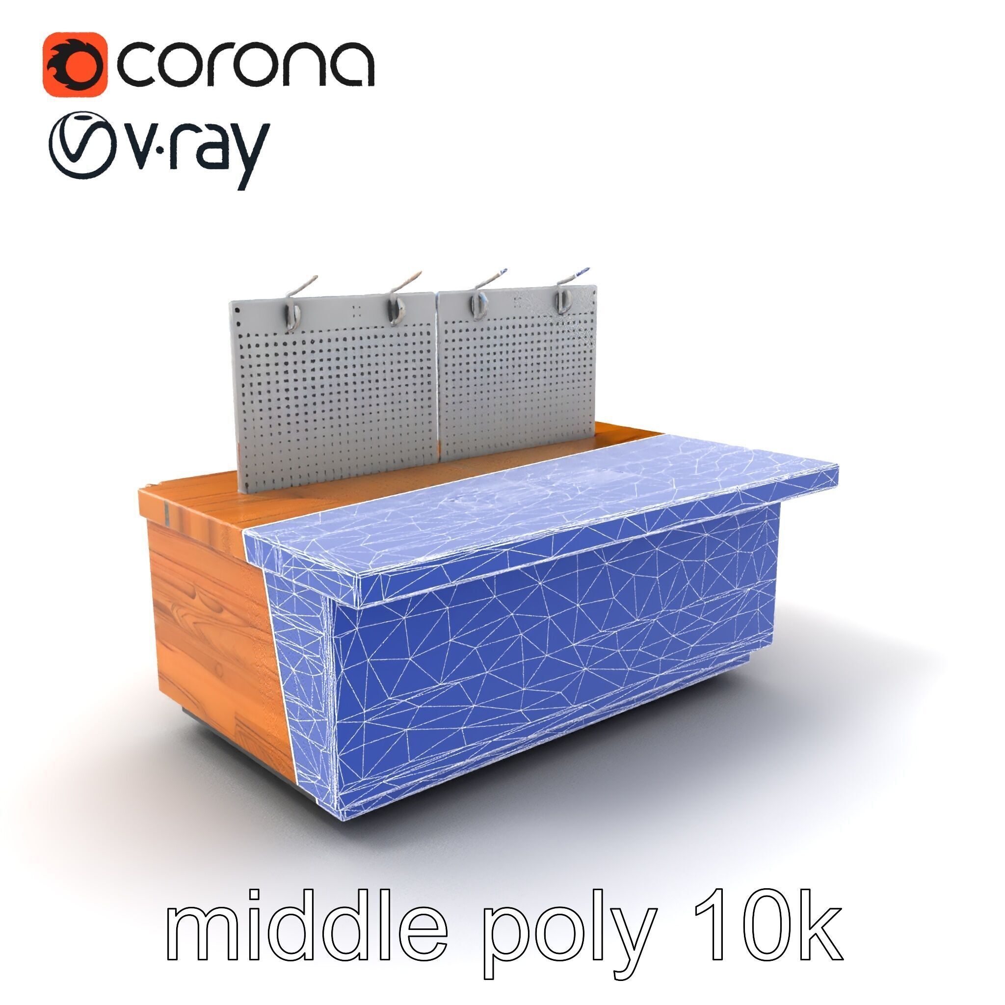 Ergonomic Supermarket Island Shelf model pack Low-poly 3D model_5