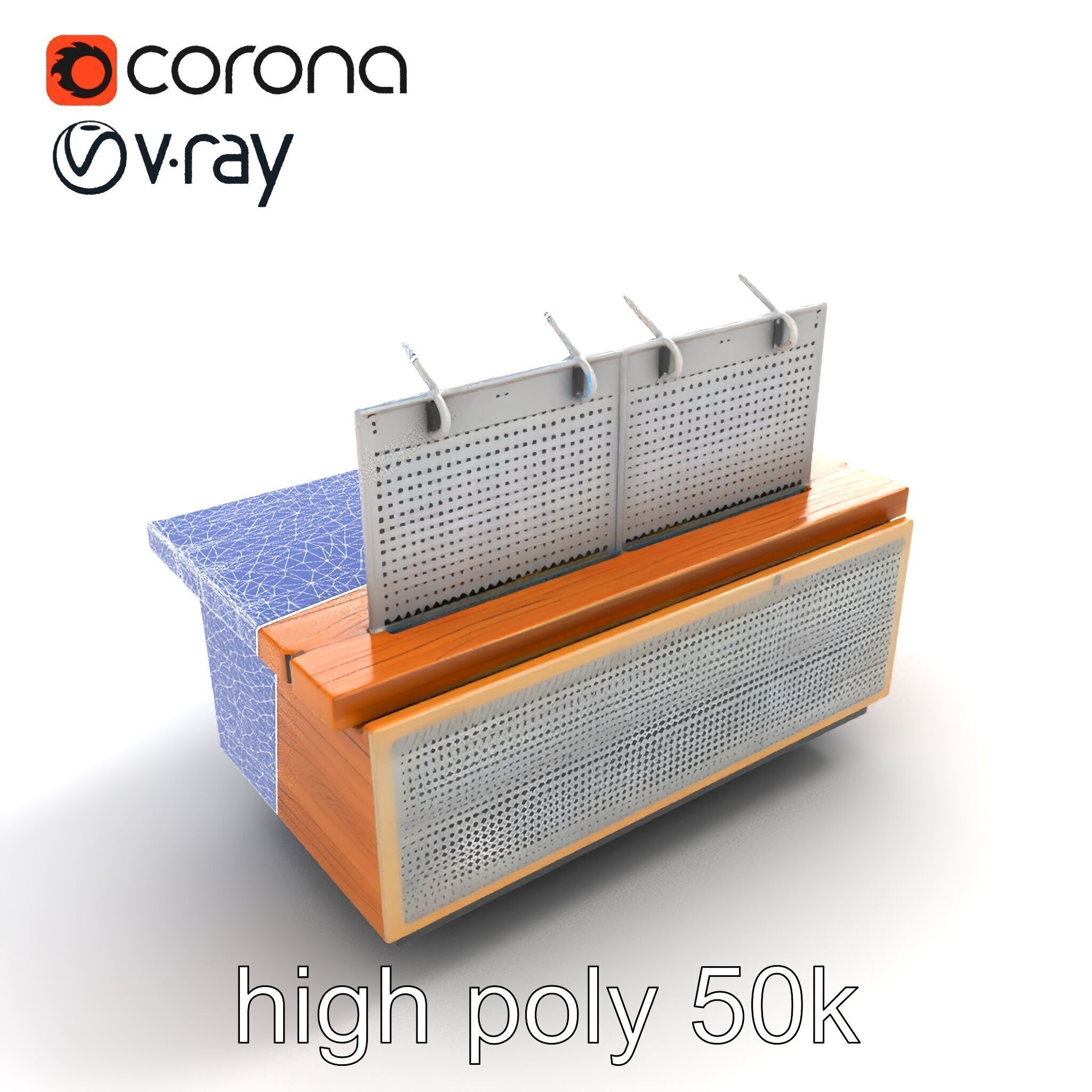 Ergonomic Supermarket Island Shelf model pack Low-poly 3D model_20