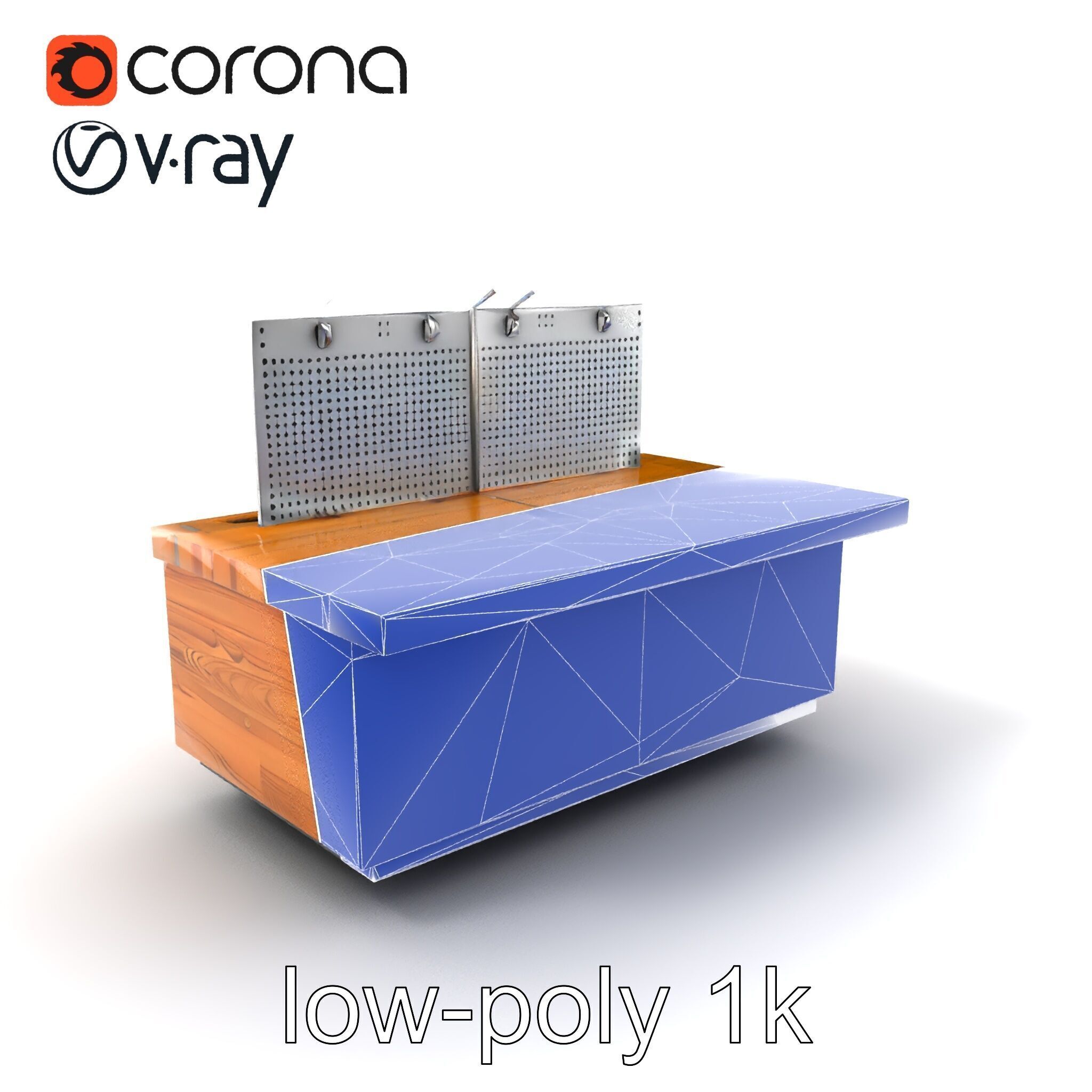 Ergonomic Supermarket Island Shelf model pack Low-poly 3D model_6