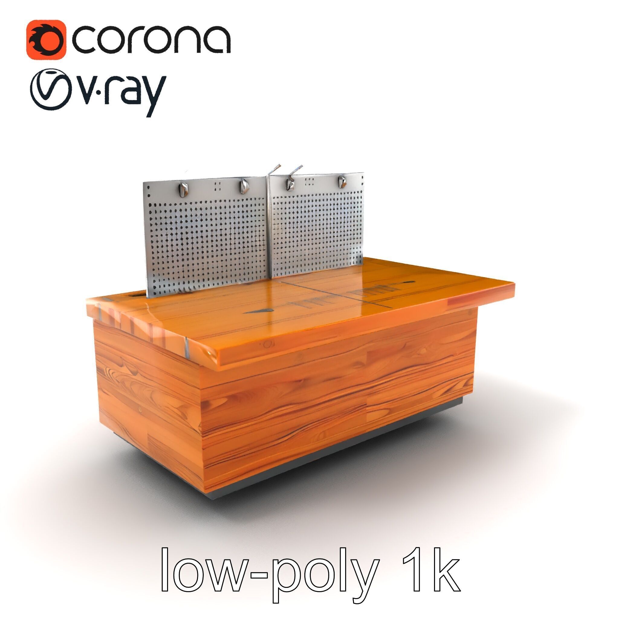 Ergonomic Supermarket Island Shelf model pack Low-poly 3D model_4