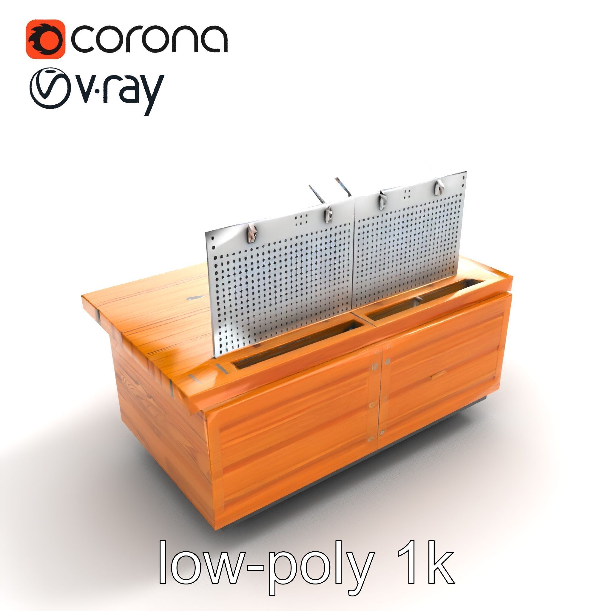 Ergonomic Supermarket Island Shelf model pack Low-poly 3D model_8