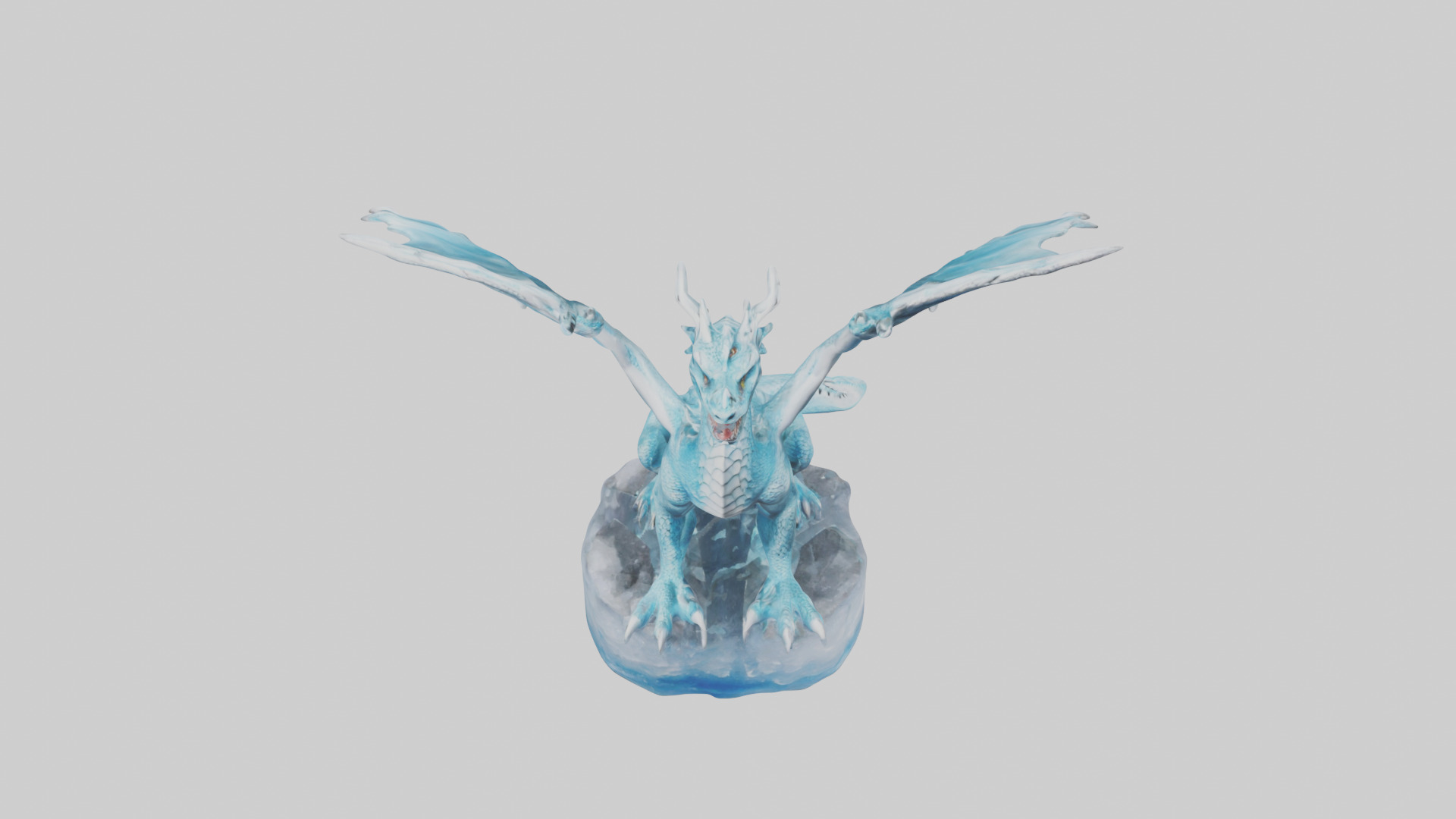 Ice Dragon statue model Low-poly 3D model_16