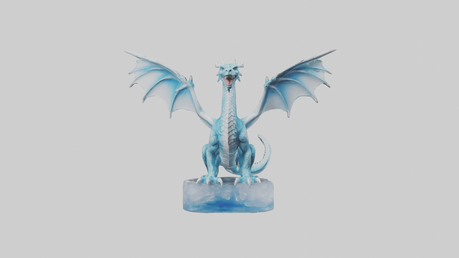 Ice Dragon statue model Low-poly 3D model_1
