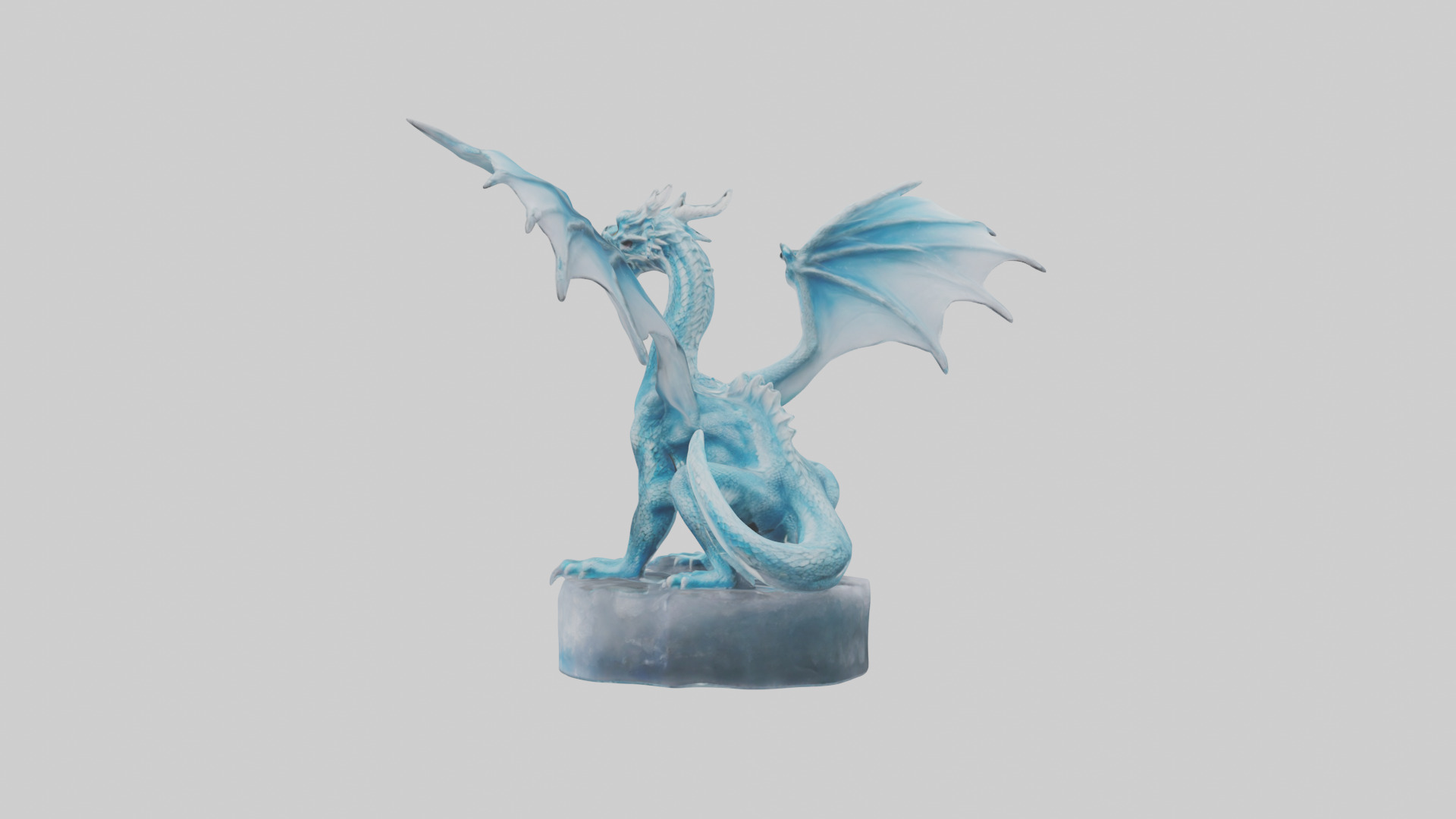 Ice Dragon statue model Low-poly 3D model_3