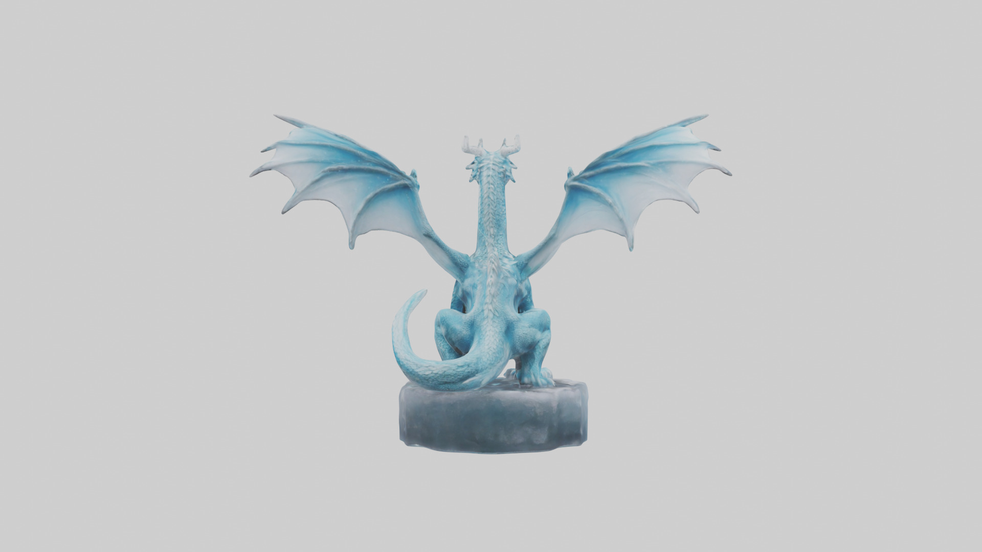 Ice Dragon statue model Low-poly 3D model_2