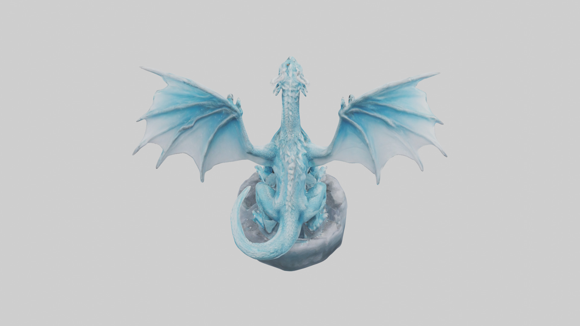 Ice Dragon statue model Low-poly 3D model_15
