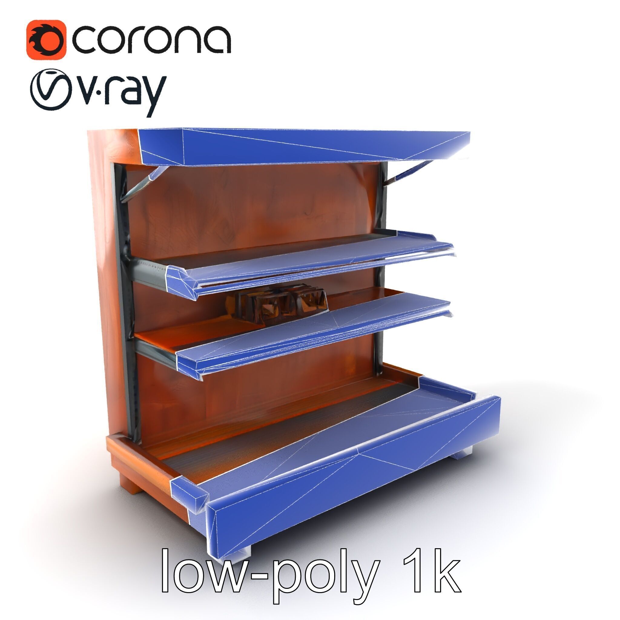 Eco-conscious Supermarket Shelf Model Pack with Reclaimed Mat... Low-poly 3D model_40