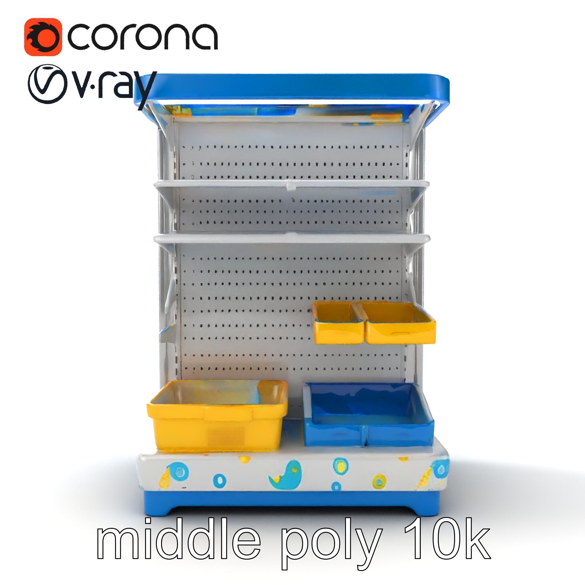 Eco-conscious Supermarket Shelf Model Pack with Reclaimed Mat... Low-poly 3D model_15