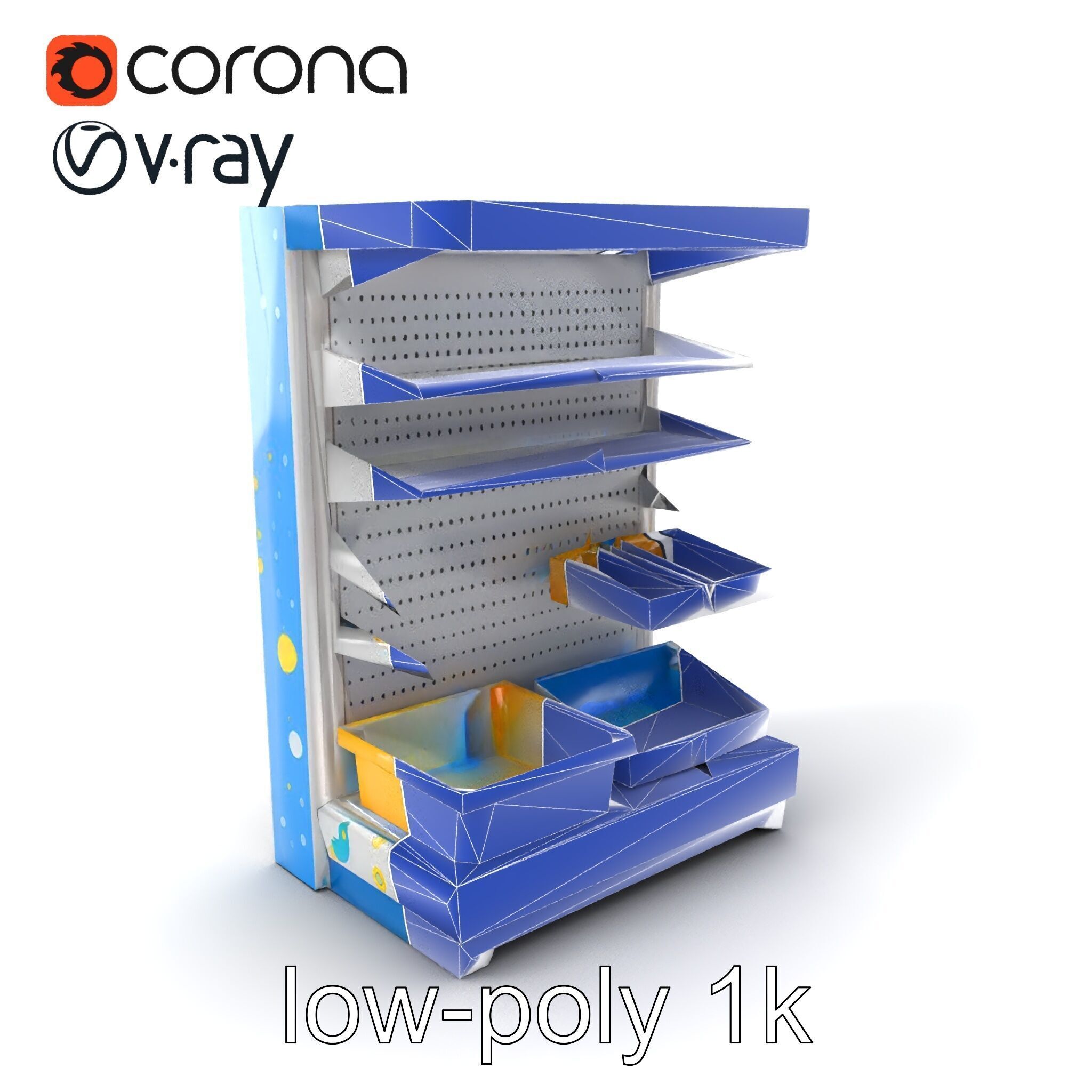 Eco-conscious Supermarket Shelf Model Pack with Reclaimed Mat... Low-poly 3D model_8