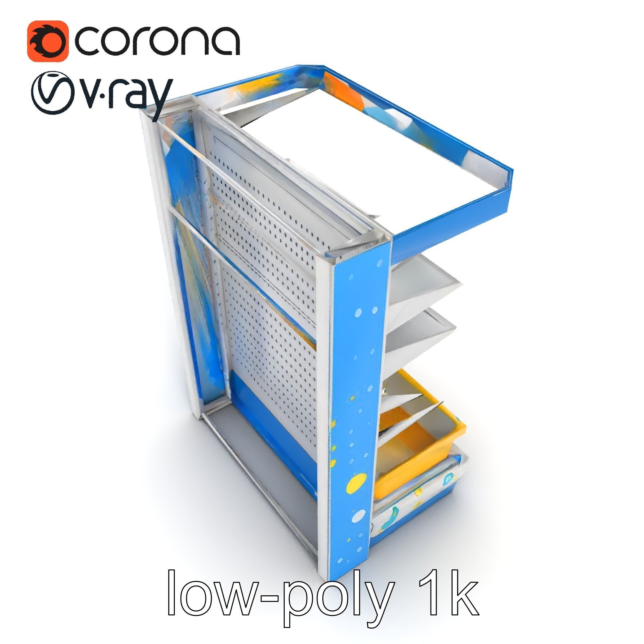 Eco-conscious Supermarket Shelf Model Pack with Reclaimed Mat... Low-poly 3D model_19