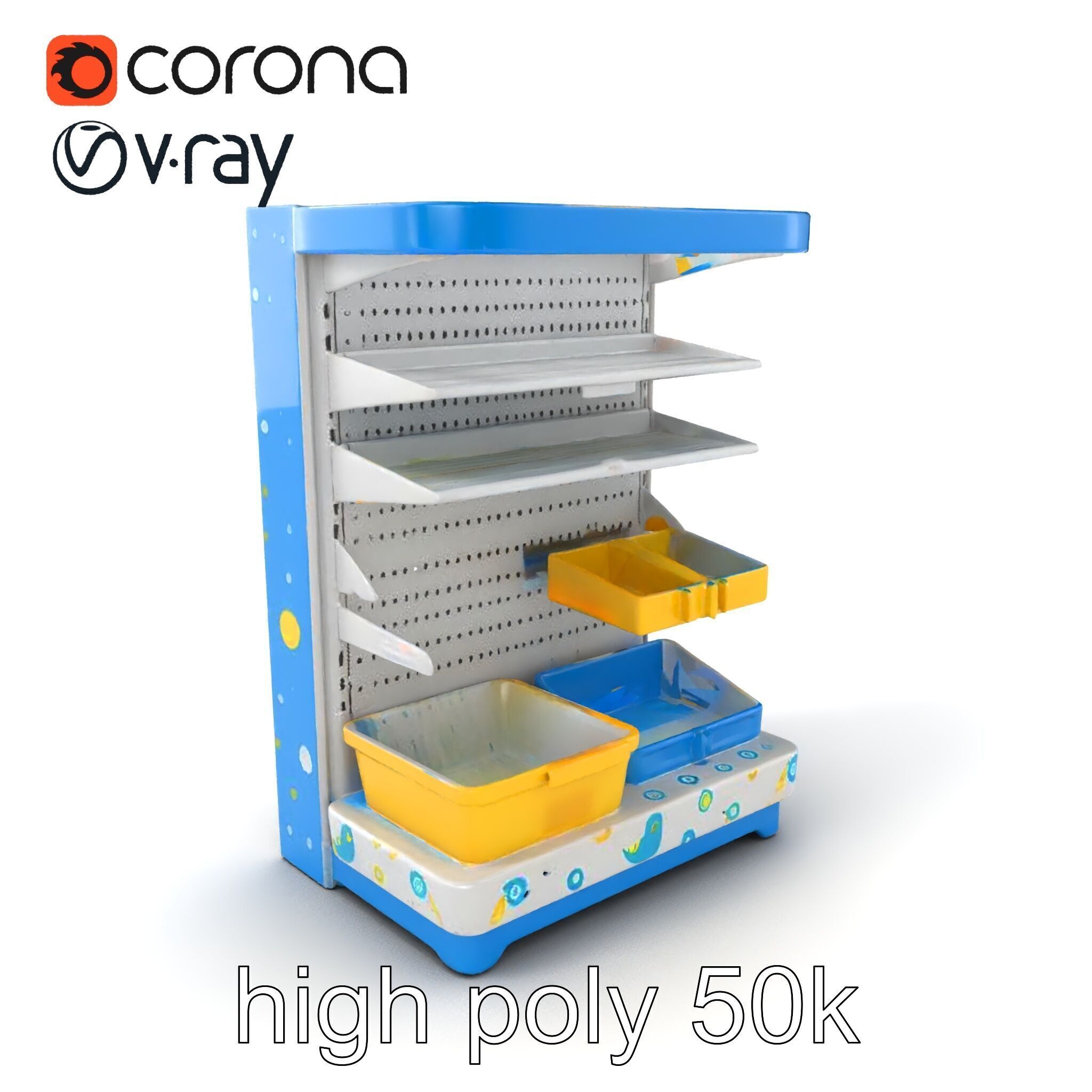 Eco-conscious Supermarket Shelf Model Pack with Reclaimed Mat... Low-poly 3D model_3