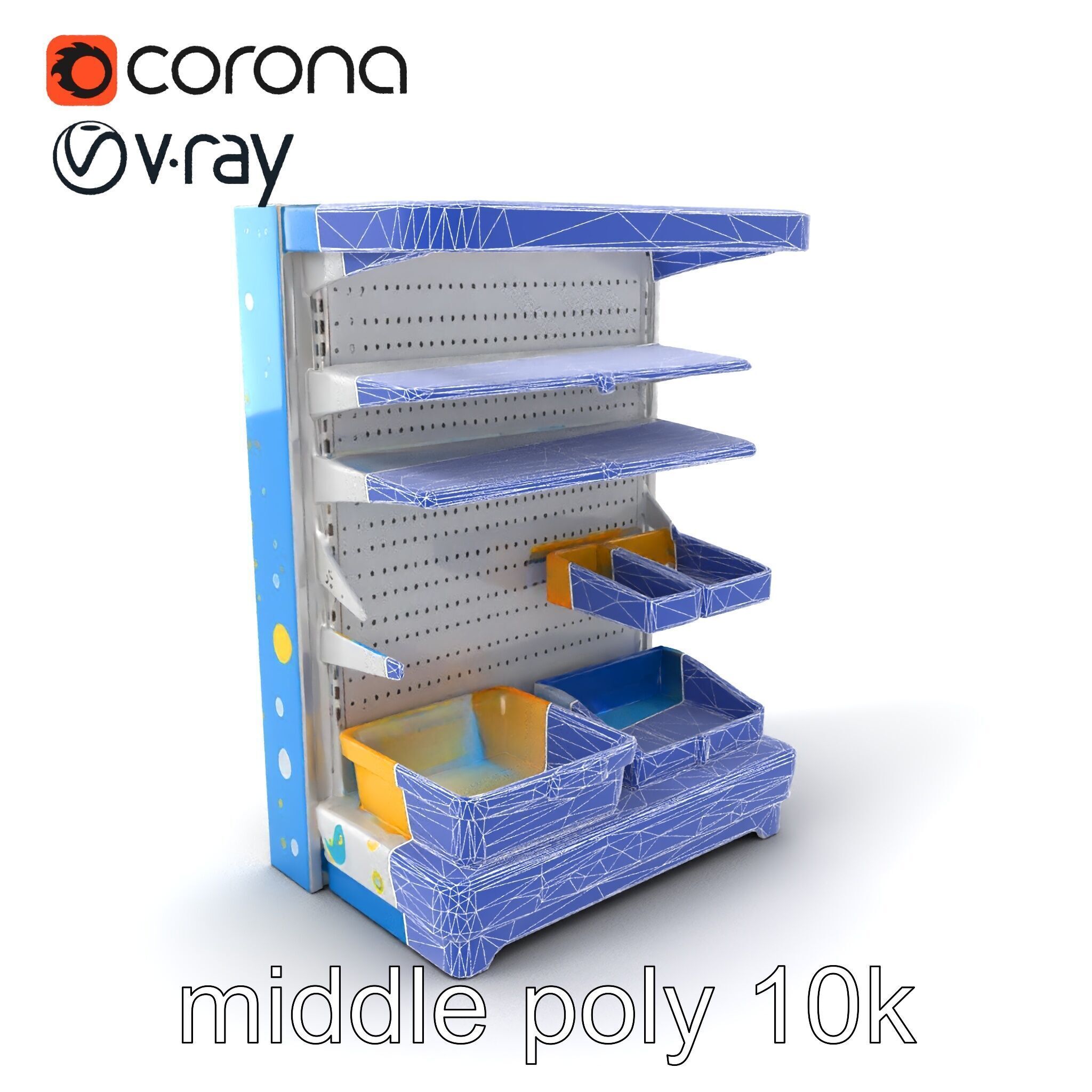 Eco-conscious Supermarket Shelf Model Pack with Reclaimed Mat... Low-poly 3D model_7
