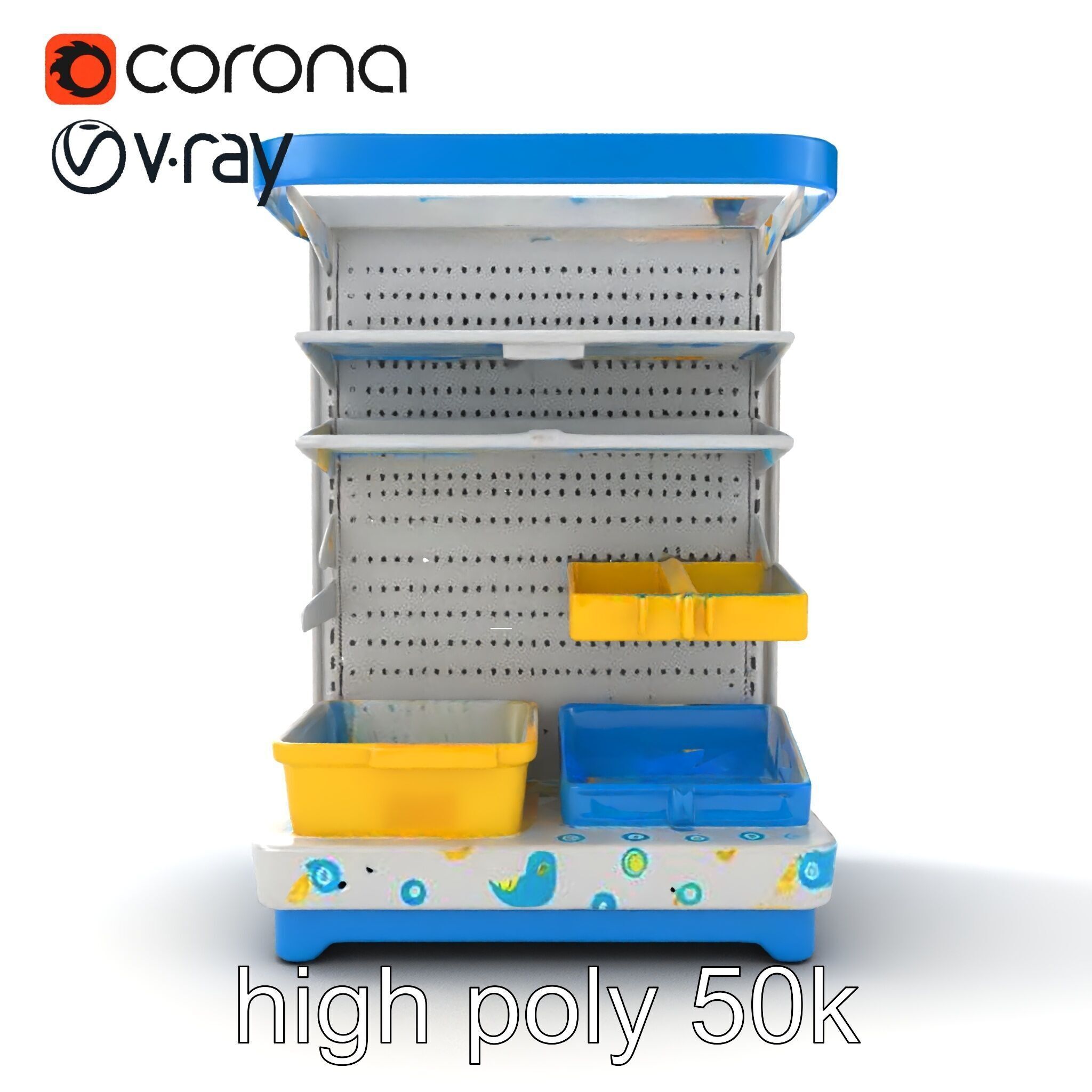 Eco-conscious Supermarket Shelf Model Pack with Reclaimed Mat... Low-poly 3D model_24