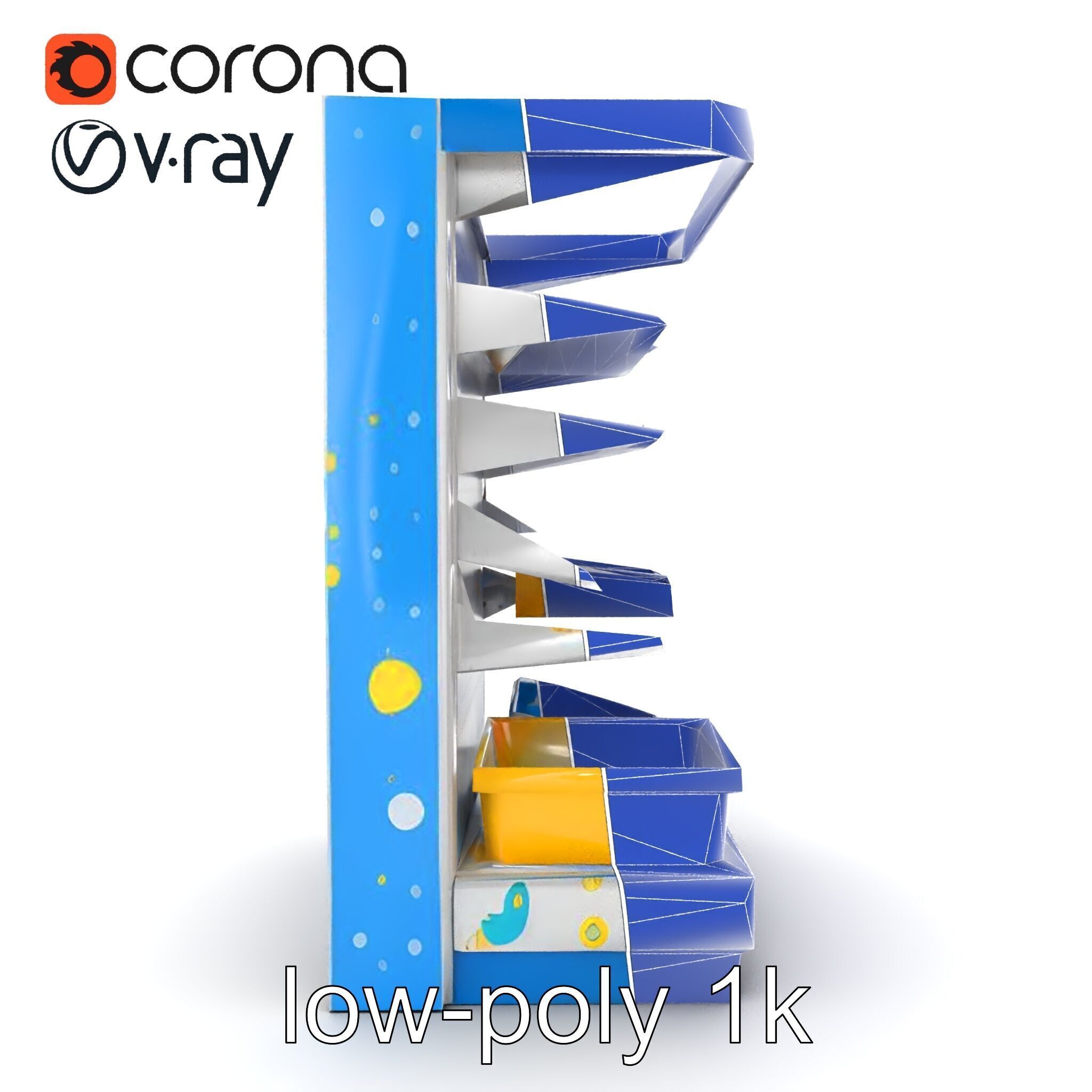 Eco-conscious Supermarket Shelf Model Pack with Reclaimed Mat... Low-poly 3D model_25