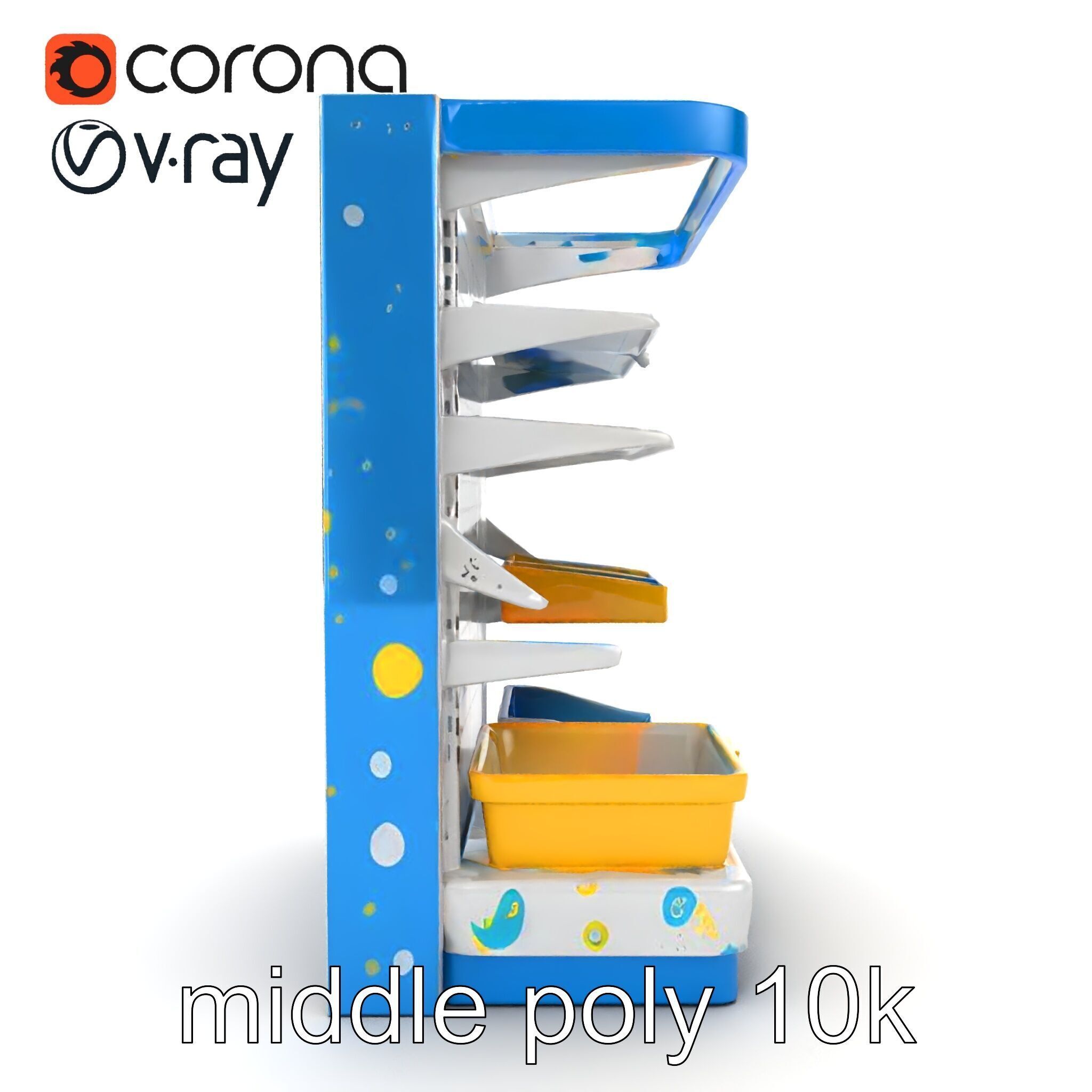 Eco-conscious Supermarket Shelf Model Pack with Reclaimed Mat... Low-poly 3D model_28