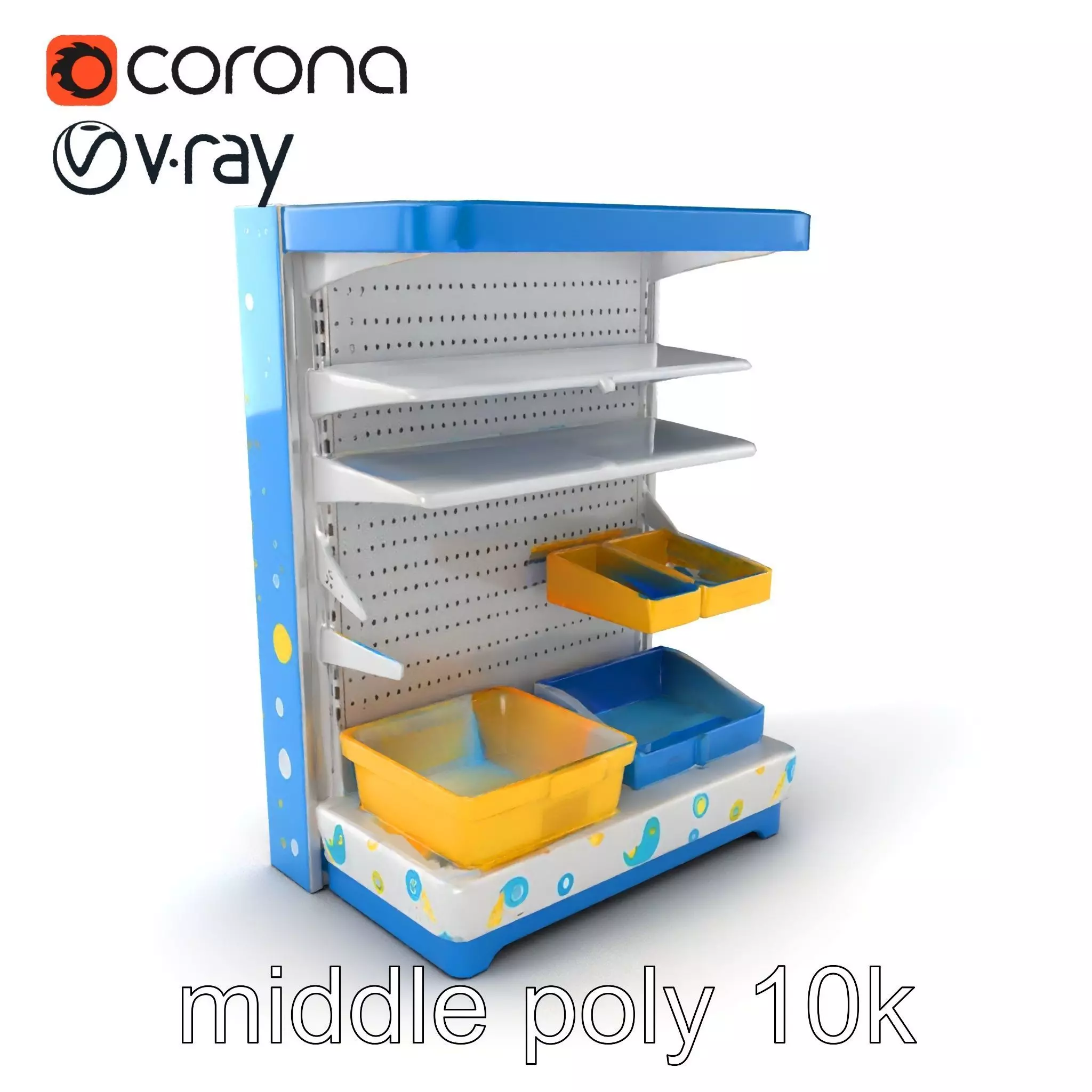 Eco-conscious Supermarket Shelf Model Pack with Reclaimed Mat... Low-poly 3D model_0