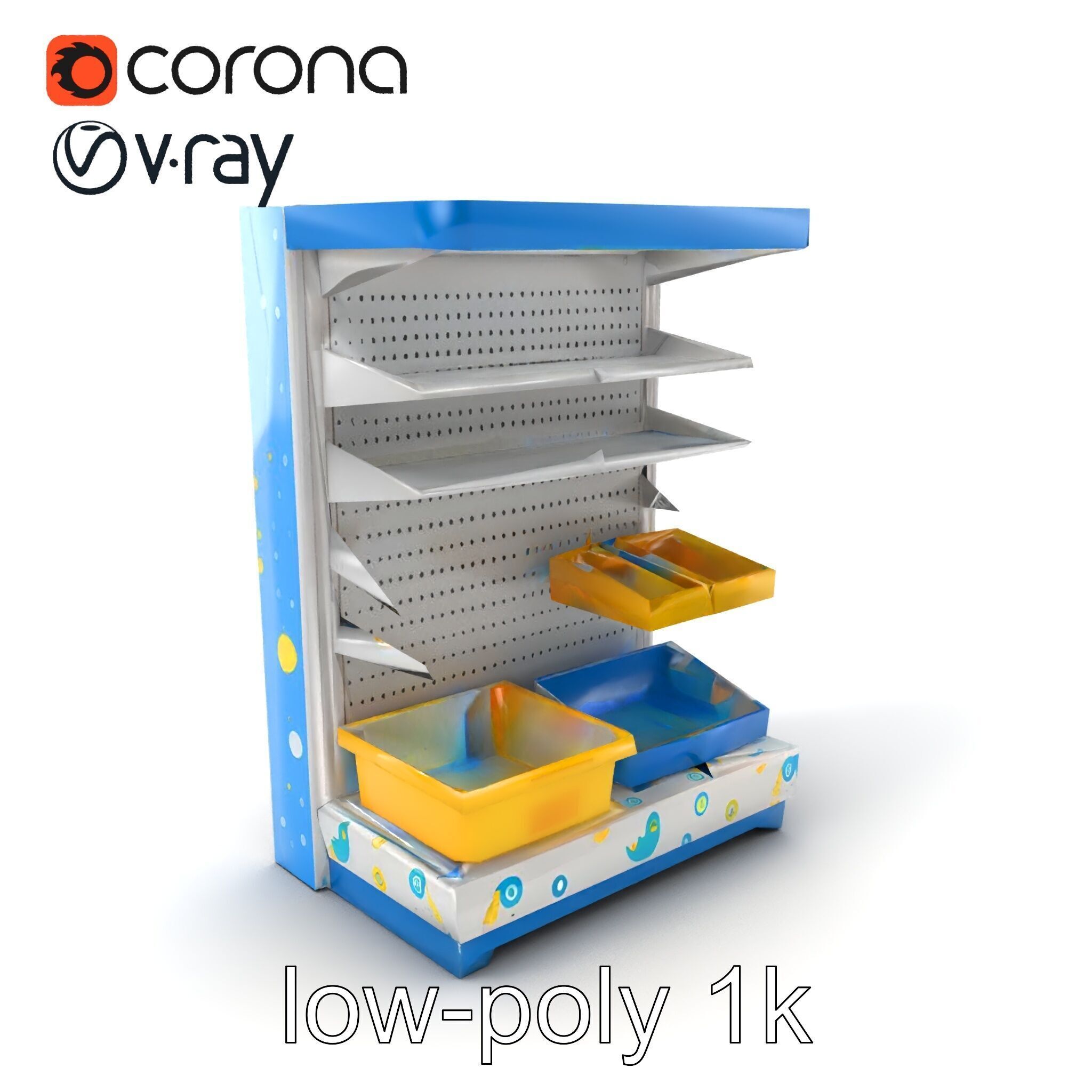 Eco-conscious Supermarket Shelf Model Pack with Reclaimed Mat... Low-poly 3D model_6