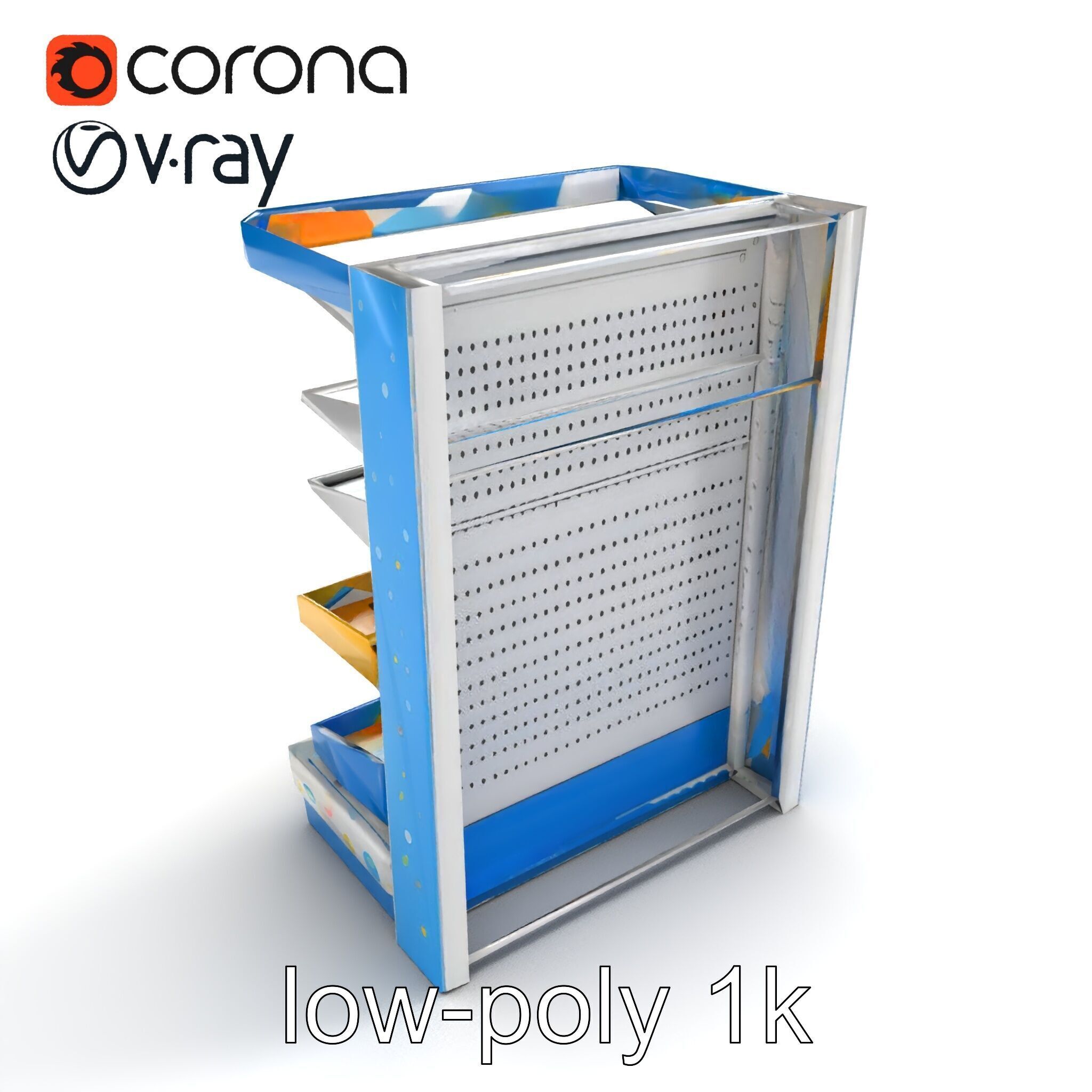 Eco-conscious Supermarket Shelf Model Pack with Reclaimed Mat... Low-poly 3D model_10