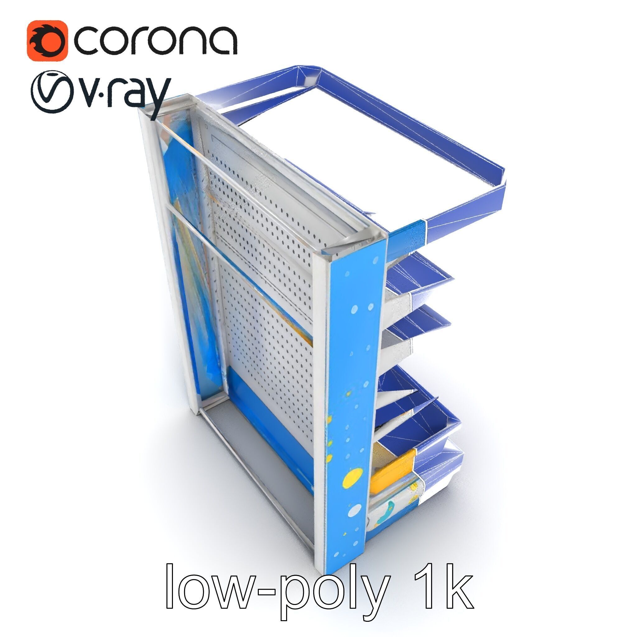 Eco-conscious Supermarket Shelf Model Pack with Reclaimed Mat... Low-poly 3D model_32