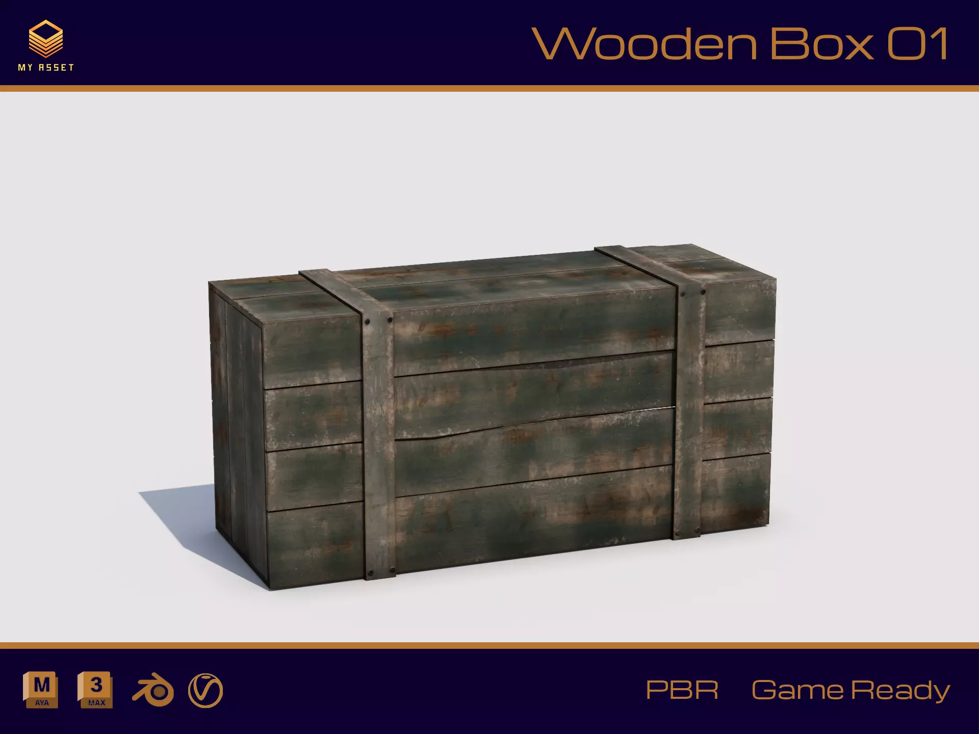 Wooden Box 01 Low-poly 3D model