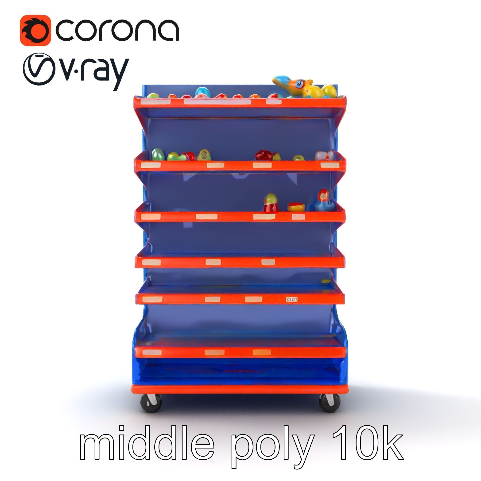 Colorful Toy Supermarket Shelf with Adjustable Sections model... Low-poly 3D model_25