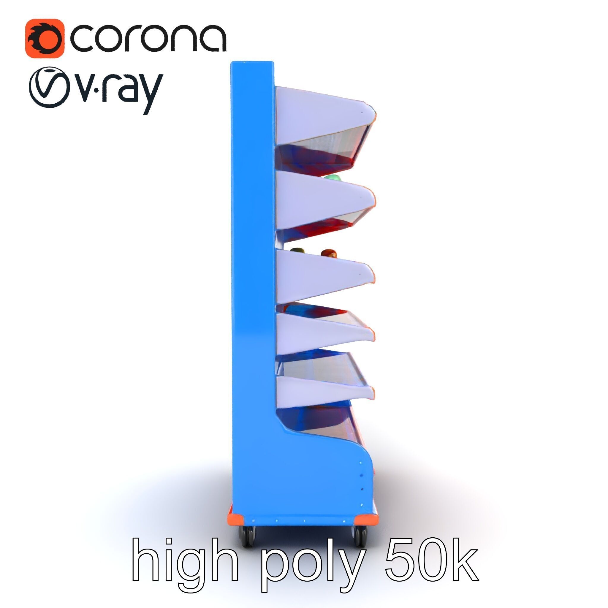 Colorful Toy Supermarket Shelf with Adjustable Sections model... Low-poly 3D model_19