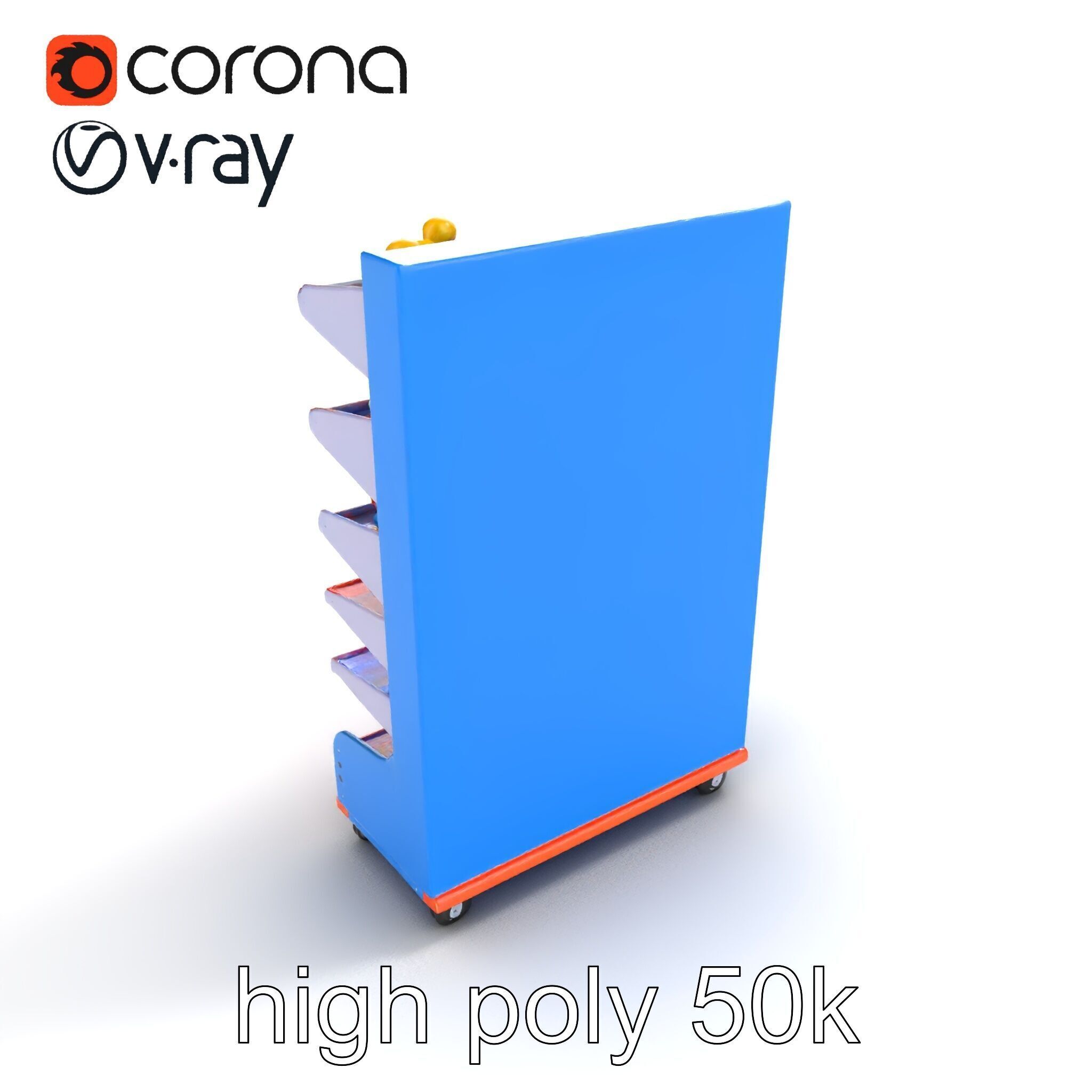 Colorful Toy Supermarket Shelf with Adjustable Sections model... Low-poly 3D model_22