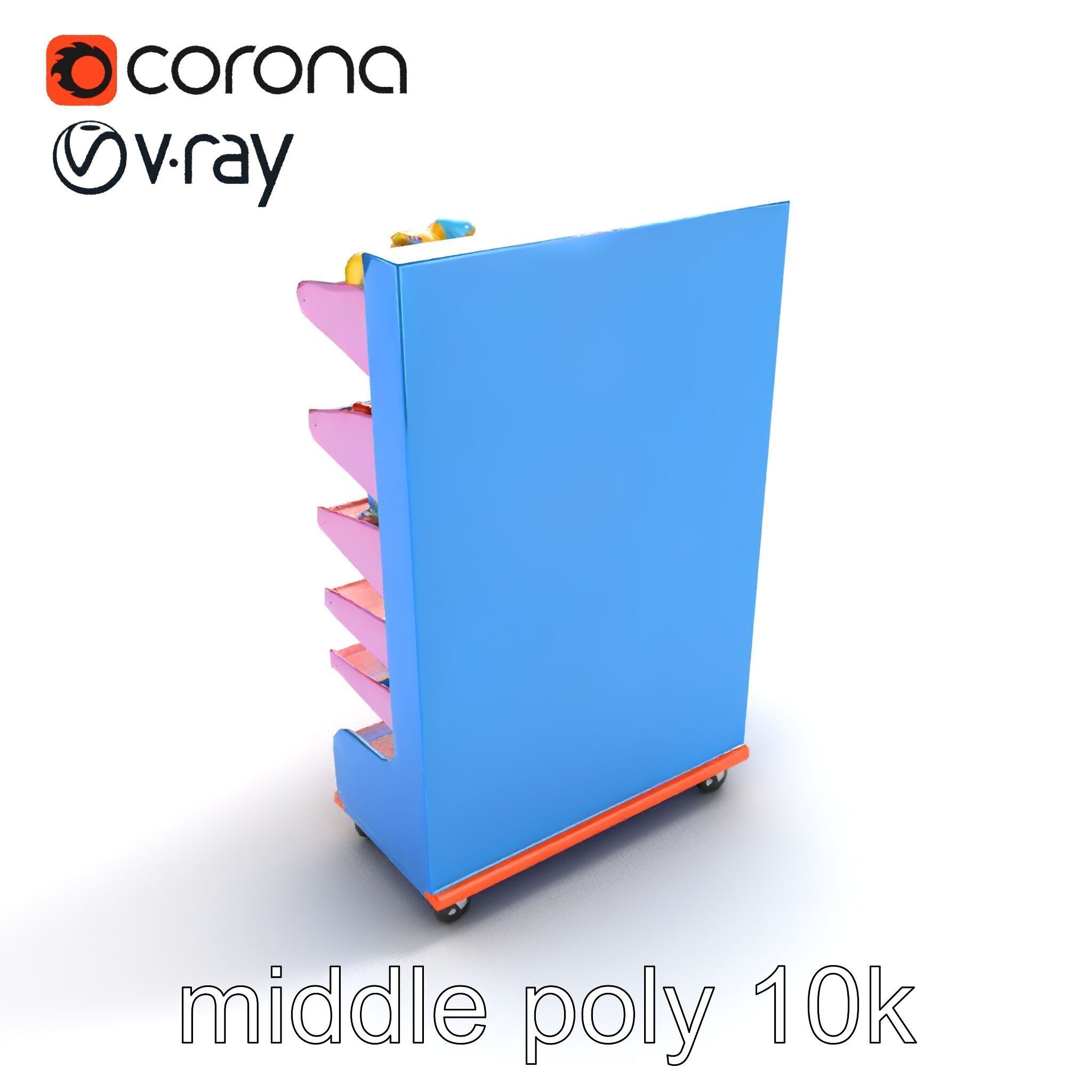 Colorful Toy Supermarket Shelf with Adjustable Sections model... Low-poly 3D model_8